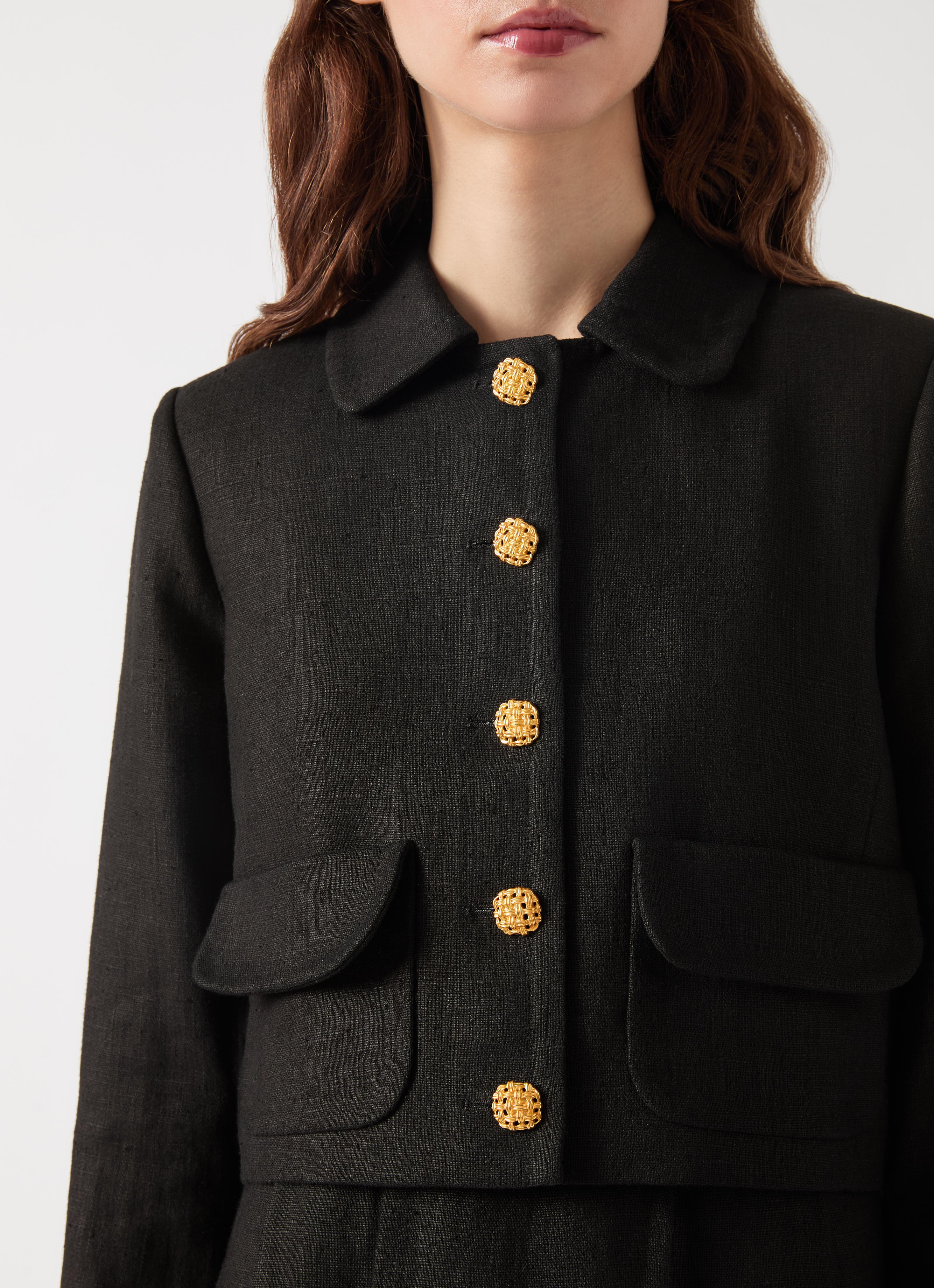 Outerwear Black Linen Jacket Ladies Uk Lydia Black Linen Linen