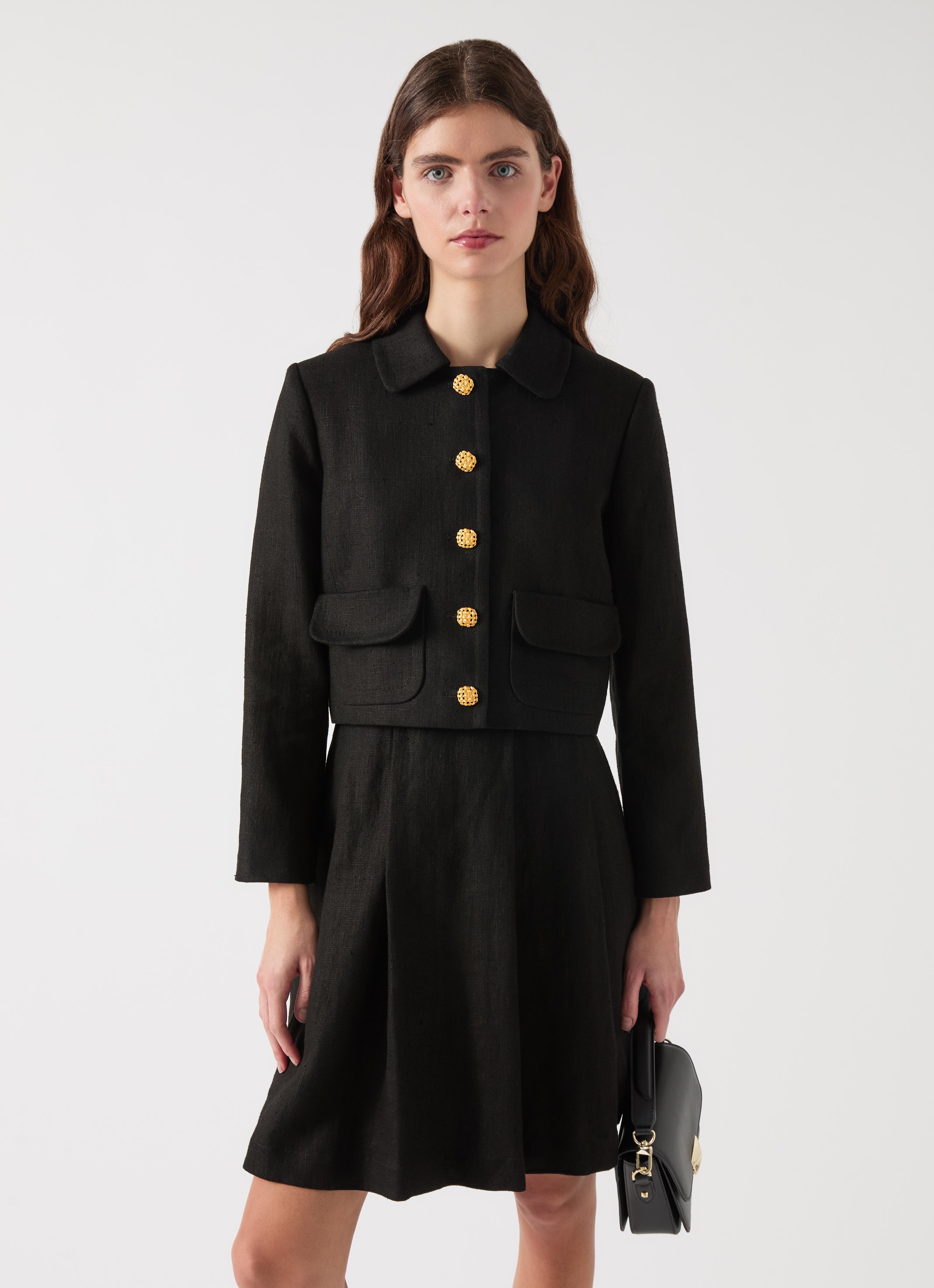 Lydia Black Linen Linen Cropped Jacket | Clothing | Collections