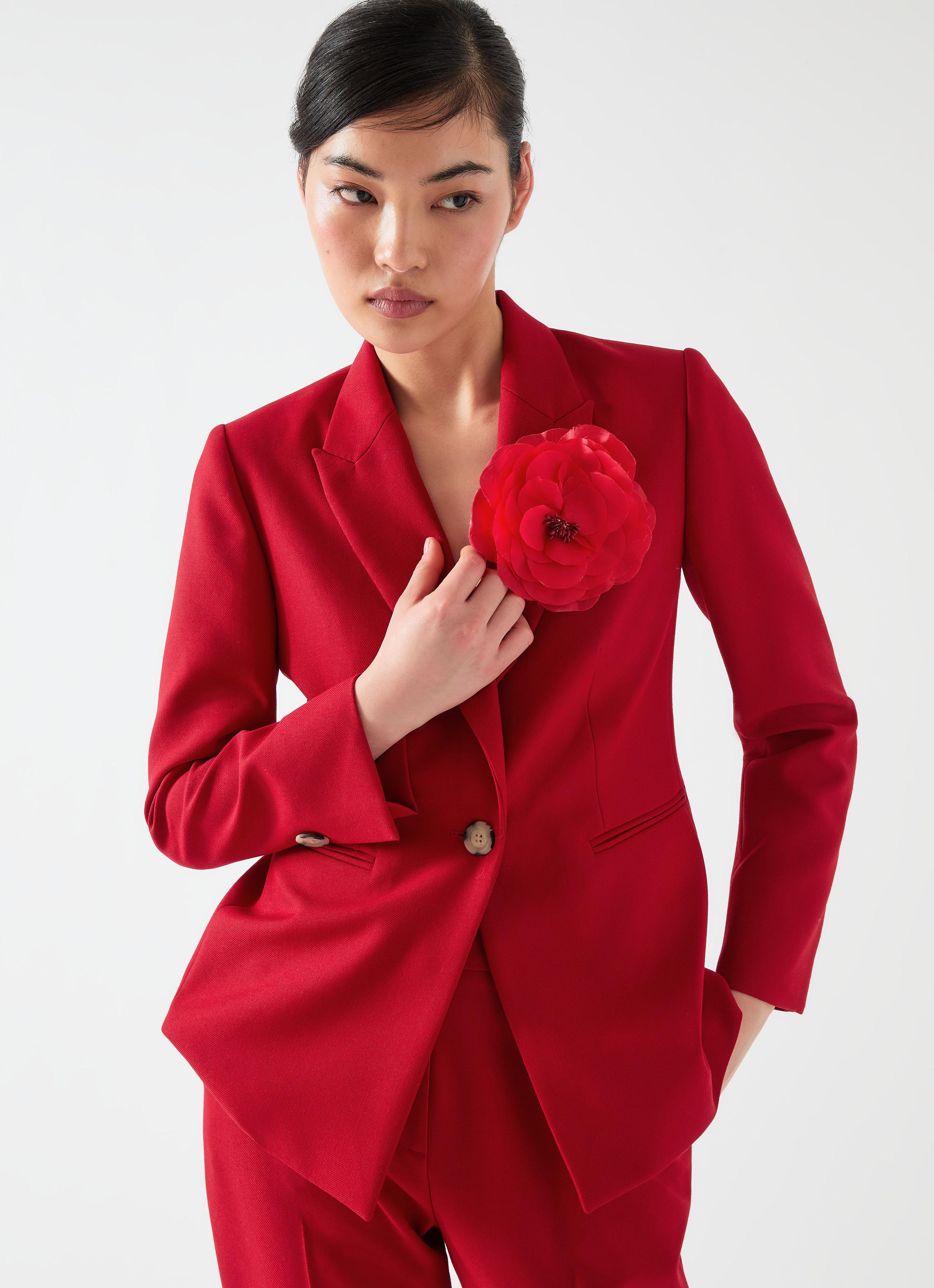 Mya Red Twill Single Breasted Blazer Clothing Collections