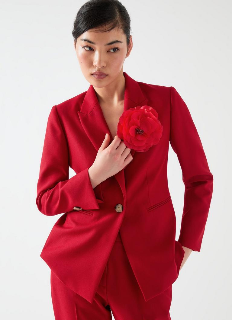 Mya Red Twill Single Breasted Blazer Clothing Collections