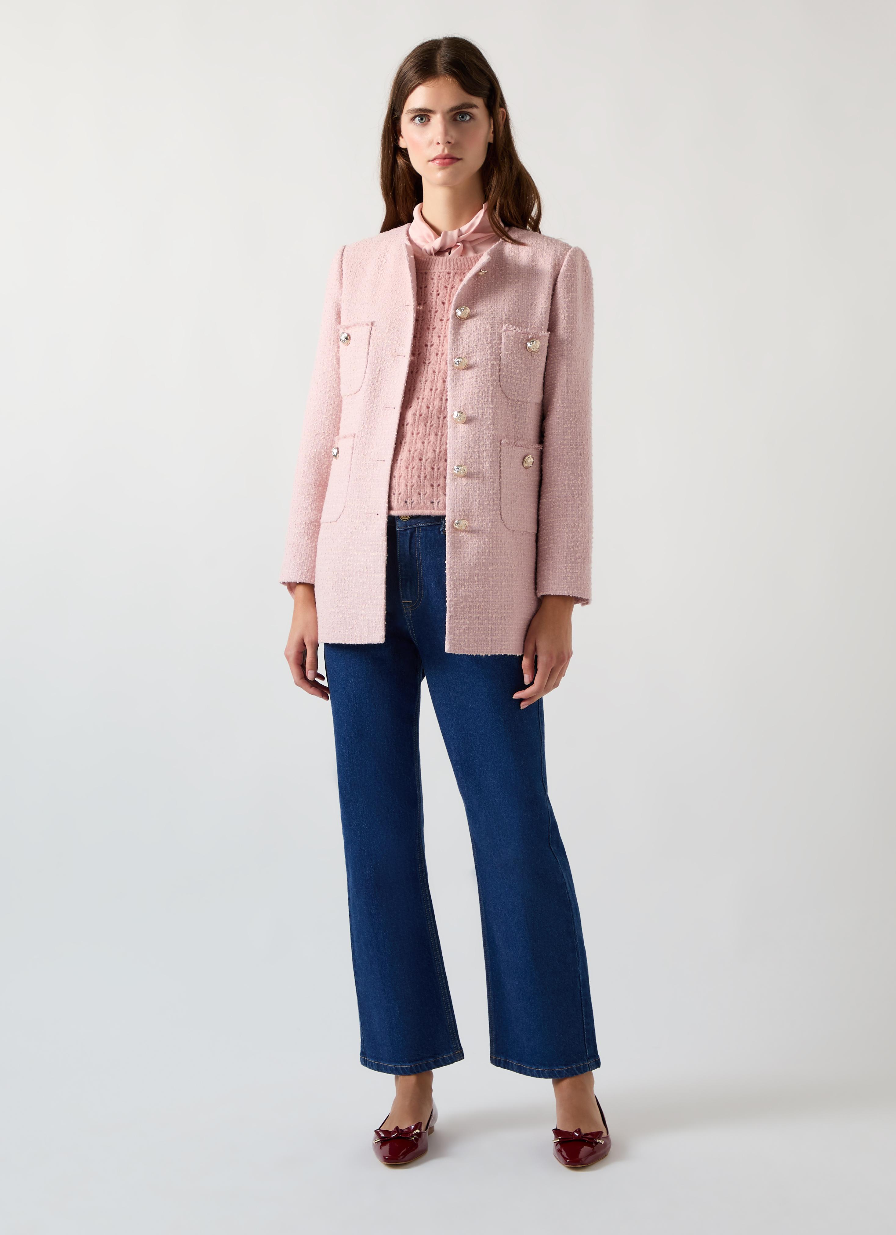 Pink Tweed Tweed Jacket Wedding Guest Light Pink Tweed Binding