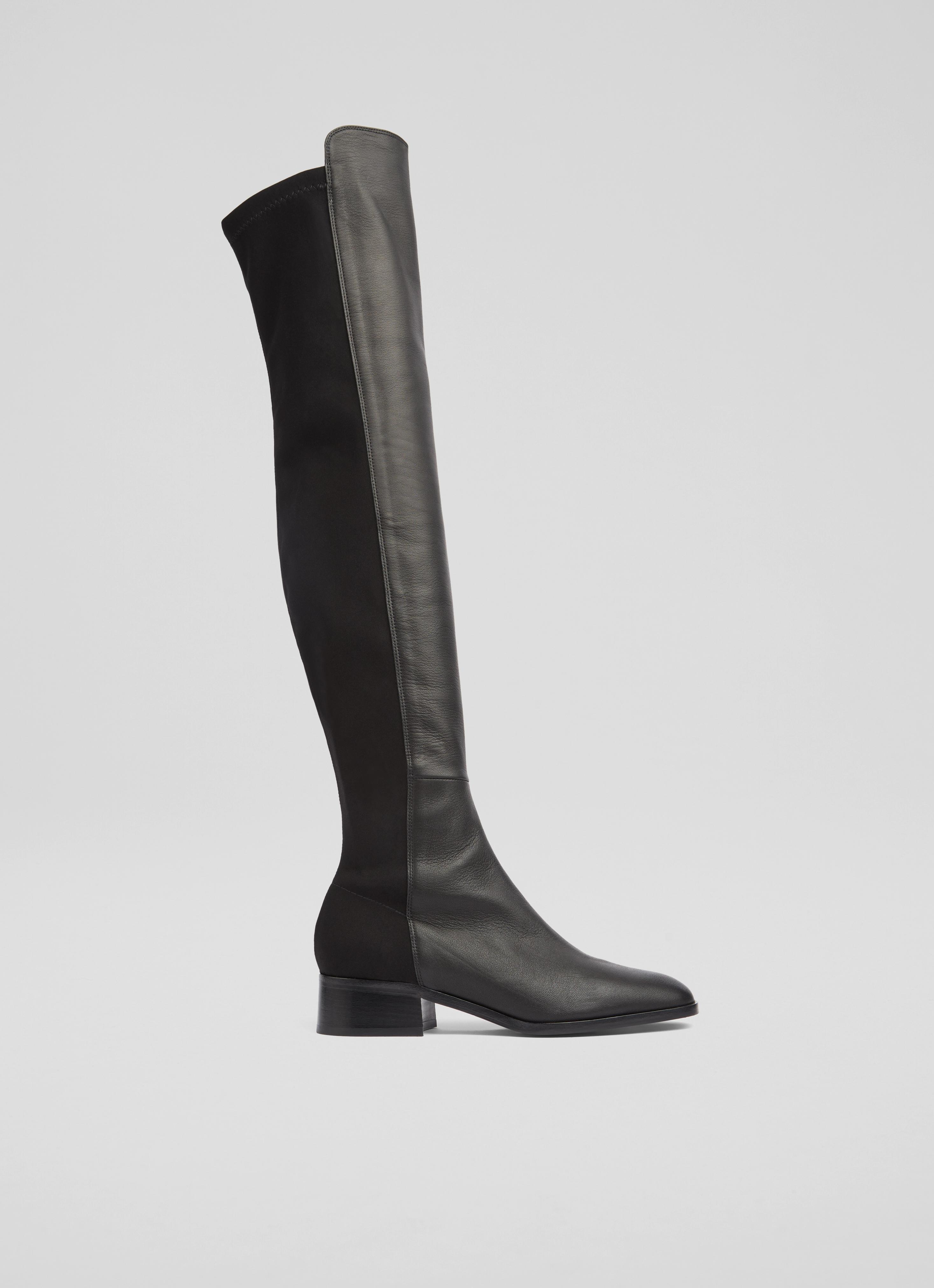 Dukely Black Half And Half Stretch Over The Knee Boot