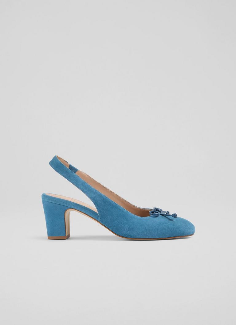 Louise Powder Blue Suede Ballerina Slingback