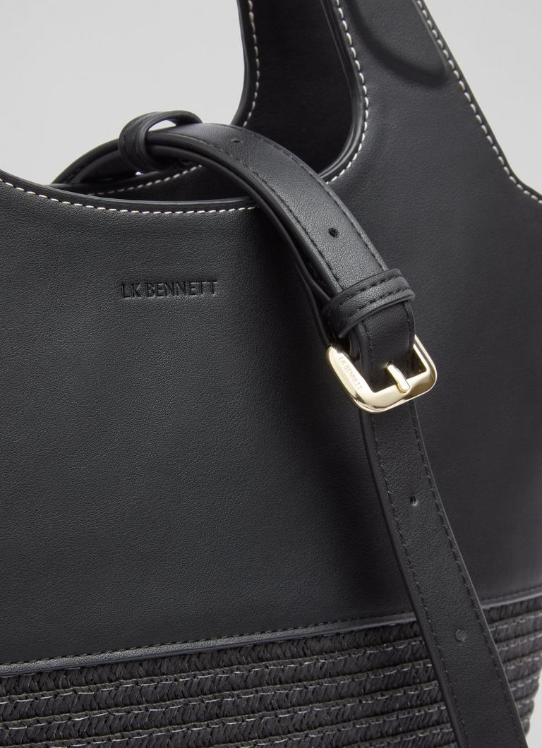 LKBennett カーリー クロスボディ トートバッグ Carly Black Paper Fabric Blend Crossbody Tote Bag | Handbags