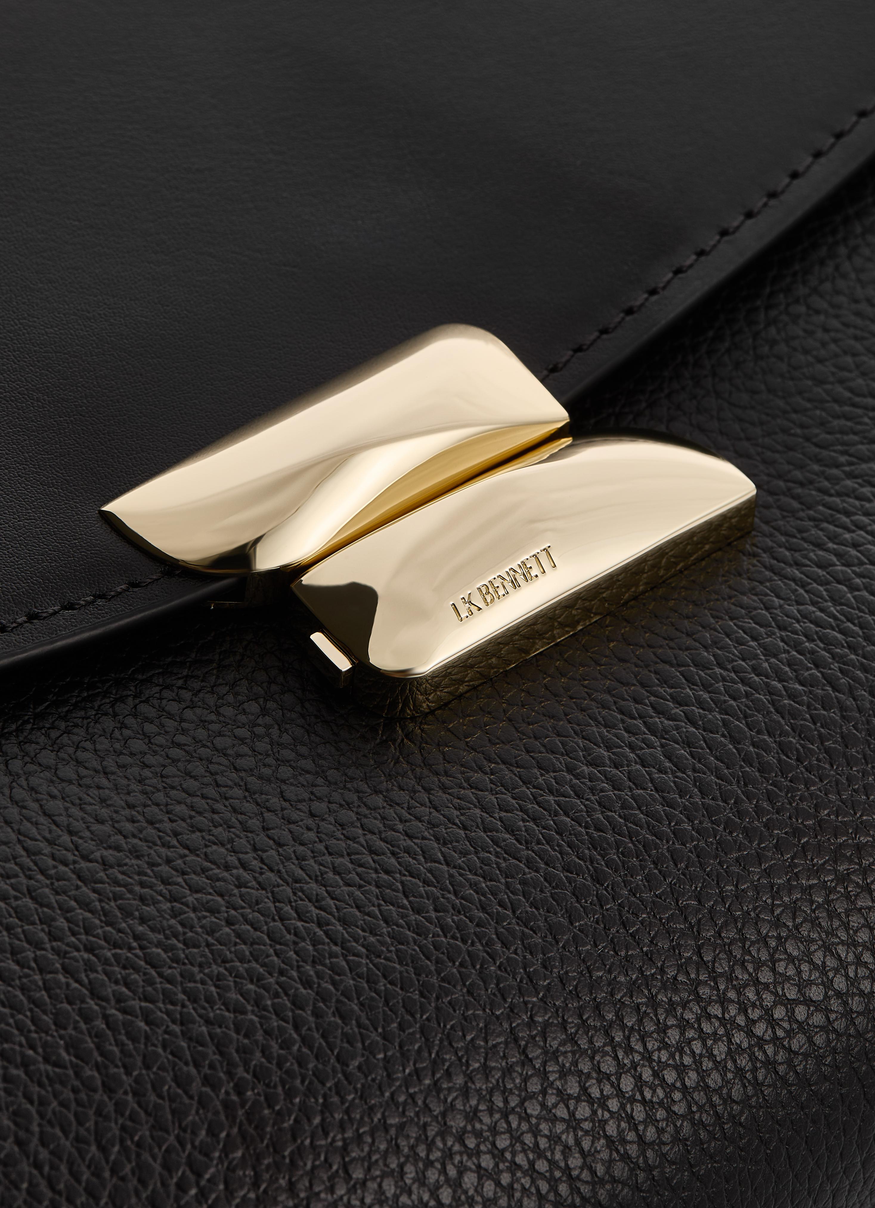 Darcie Black Leather Top Handle Crossbody bag 