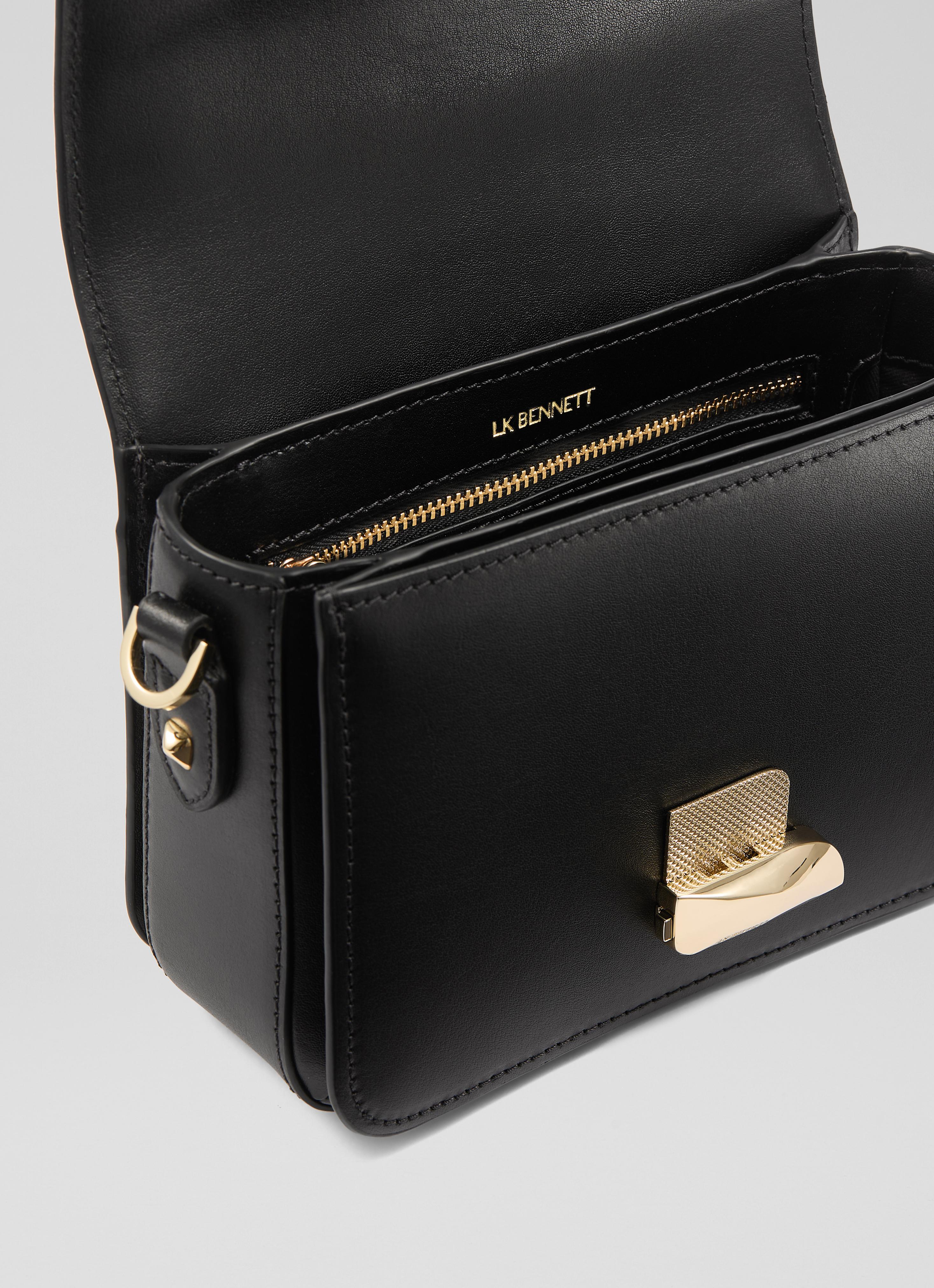 Frankie Black Smooth Leather Core Crossbody Bag | Handbags