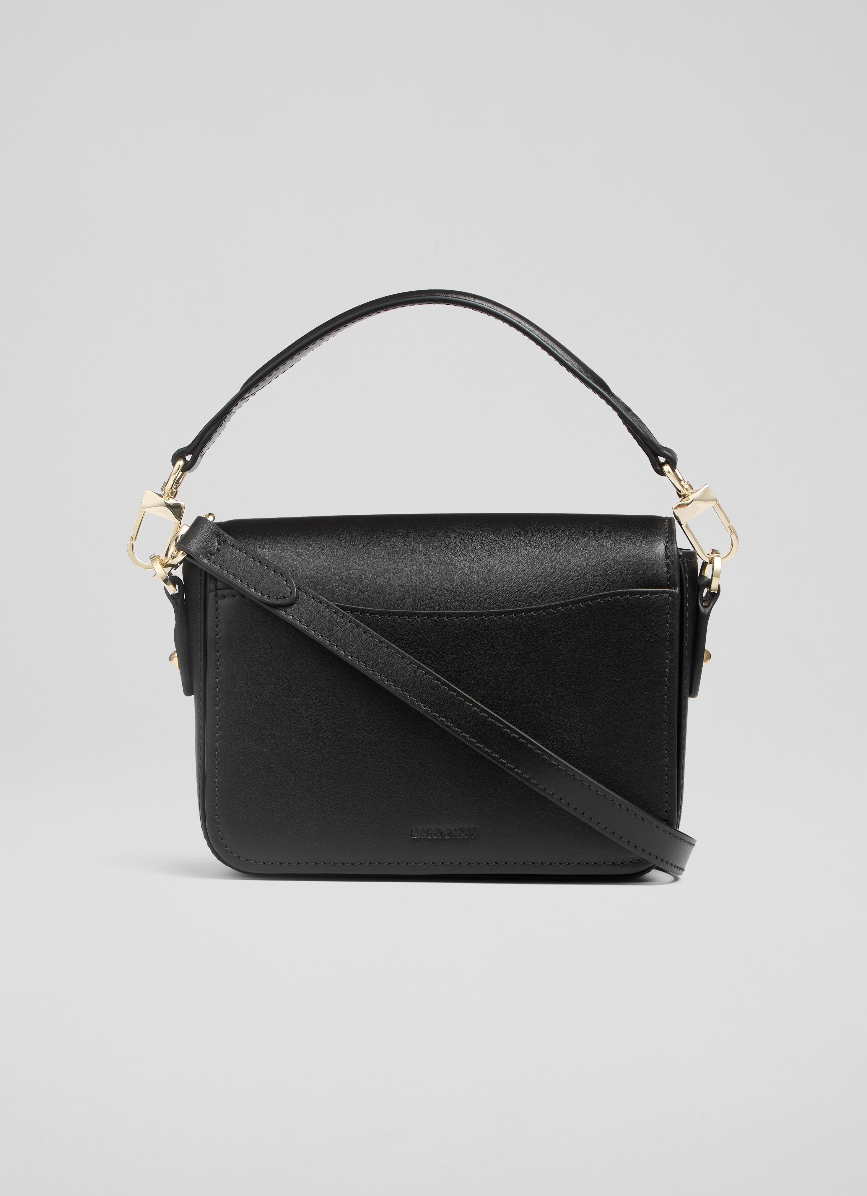 Frankie Black Smooth Leather Core Crossbody Bag | Handbags