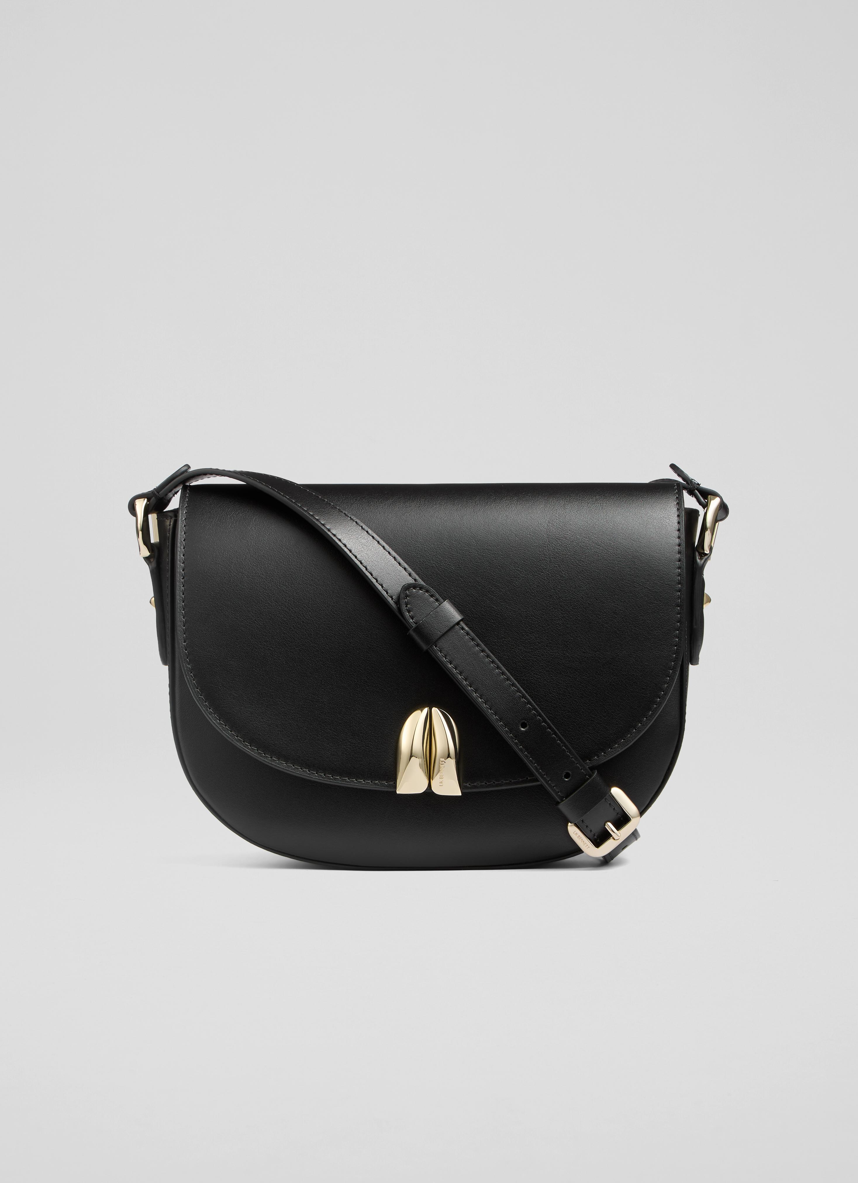 Jodie Black Smooth Leather Oloid Crossbody Bag | Handbags