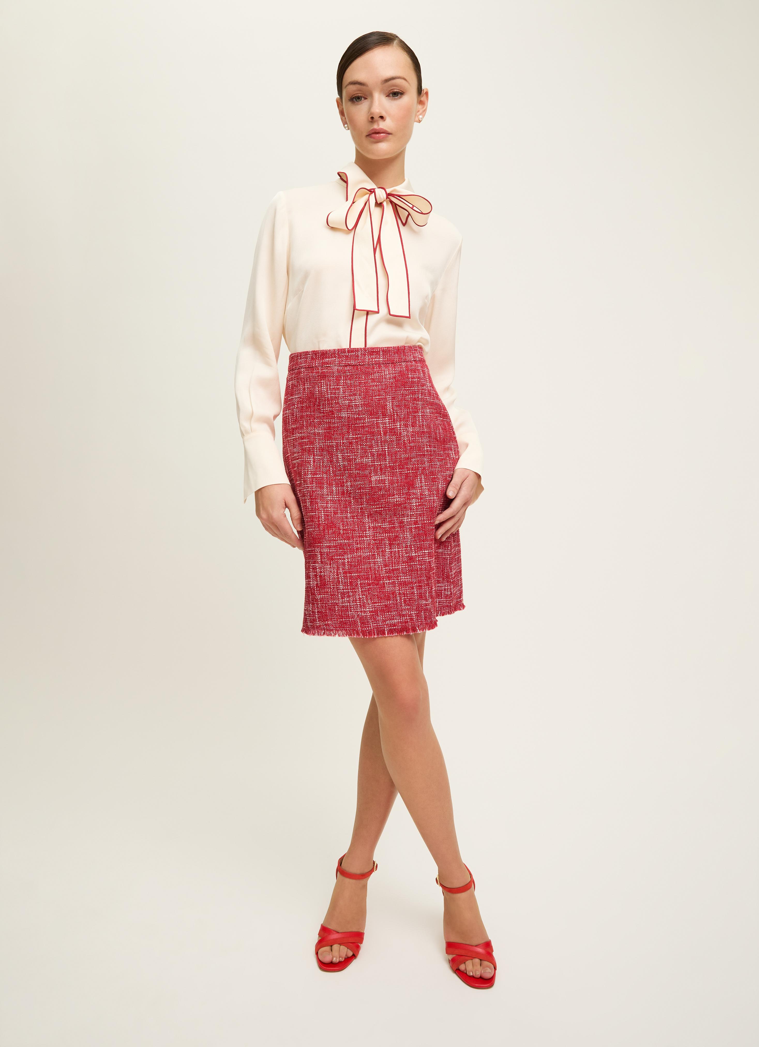 Mini Skirt Red Plaid Midi Pencil Skirt Alexa Red Cotton Blend