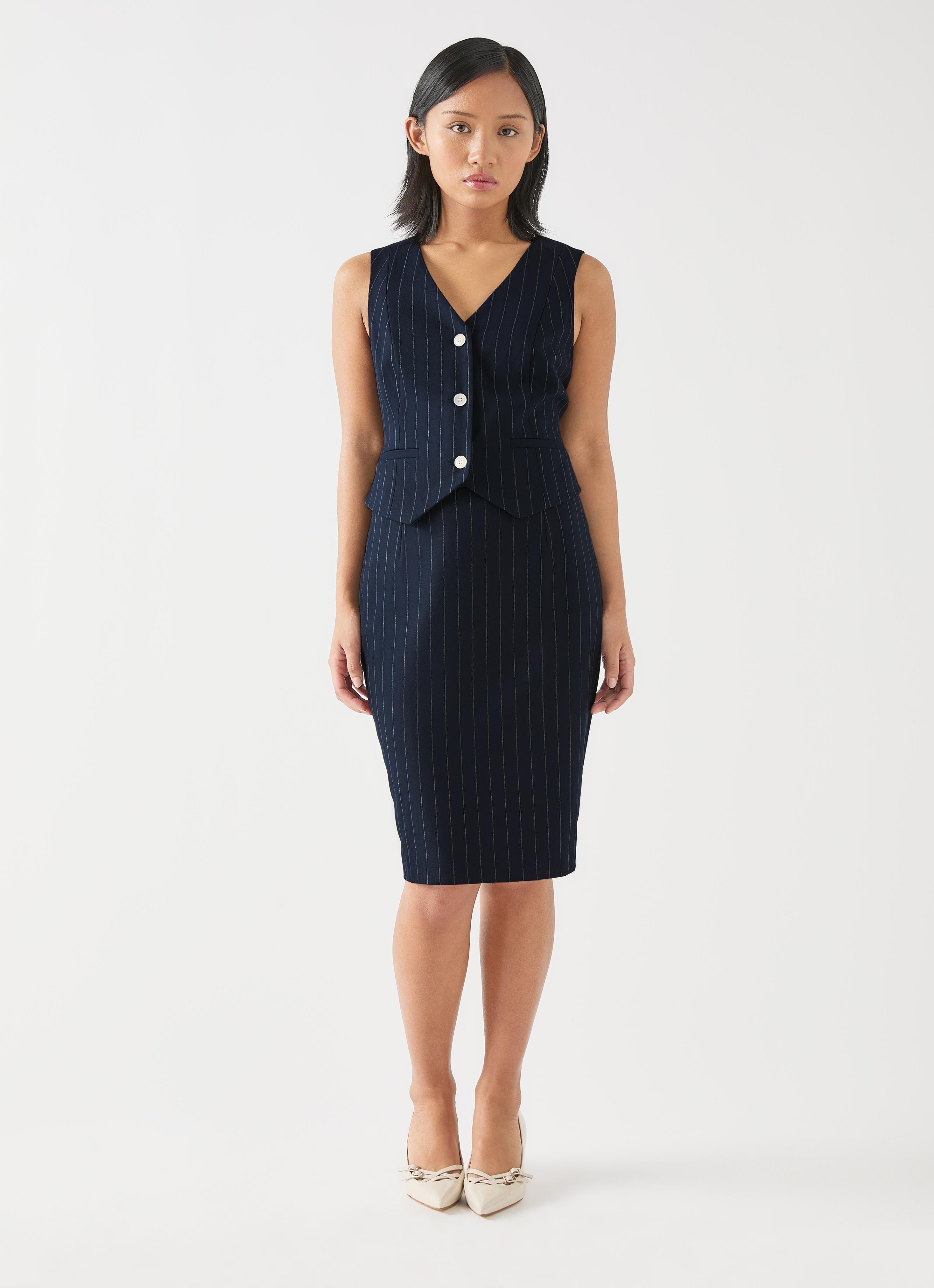 Bella Petite Blue Navy Wool Blend Pencil Skirt Clothing