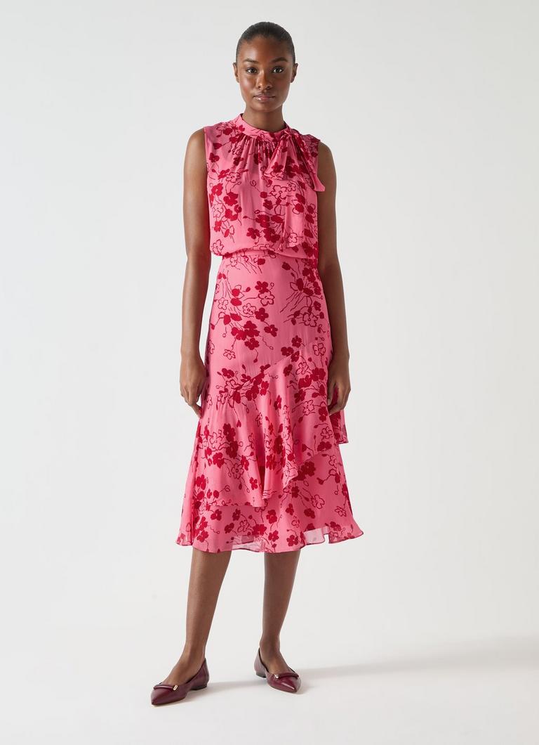 Rhoda Desert Rose & Red Wildflower Tiered Skirt