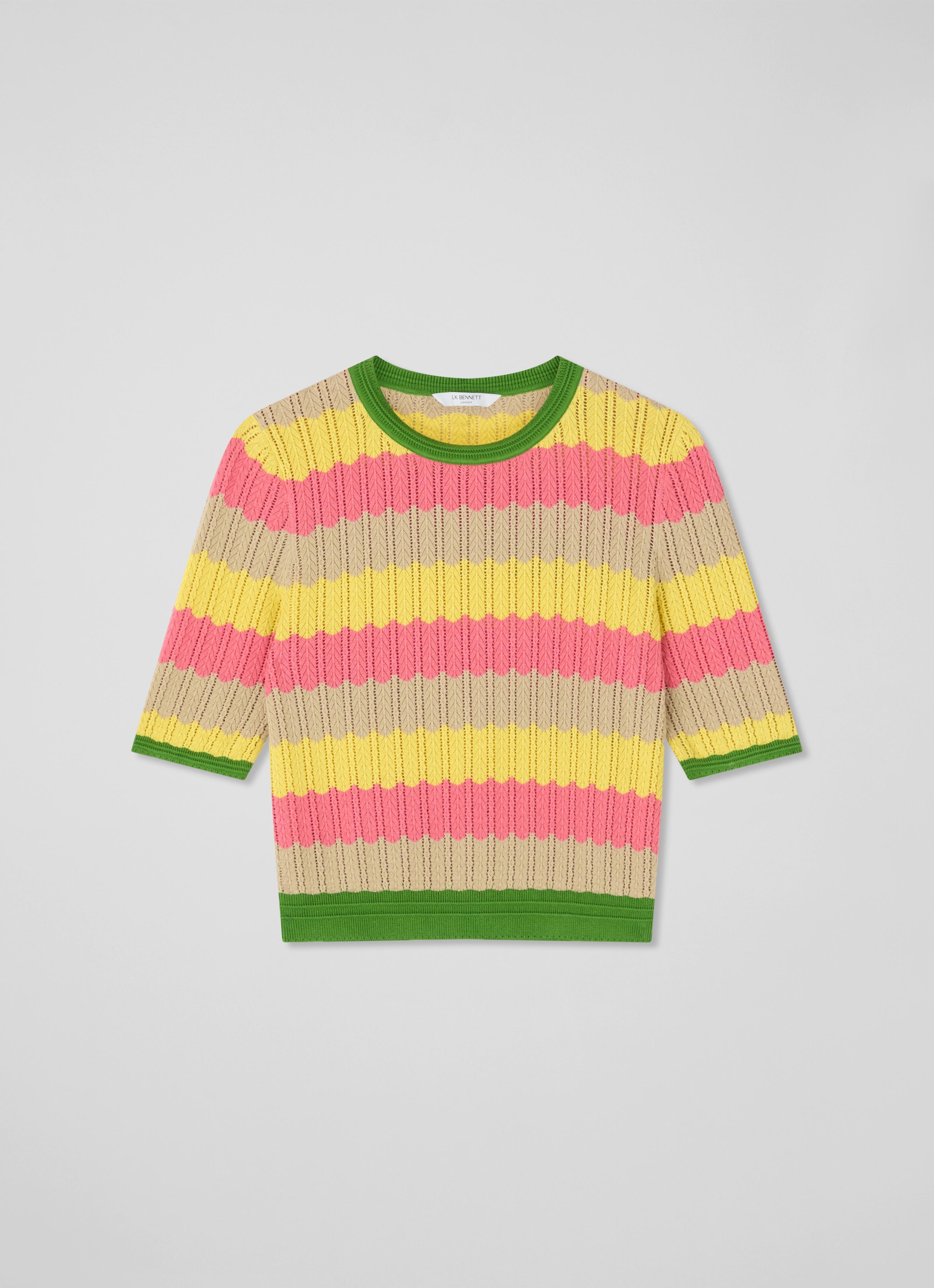 Cinzia Treetop Multicoloured Cotton Knit Top | Clothing