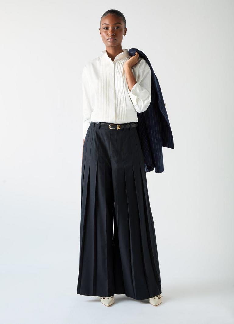 Colette Blue & Navy Maxi Pleated Trouser