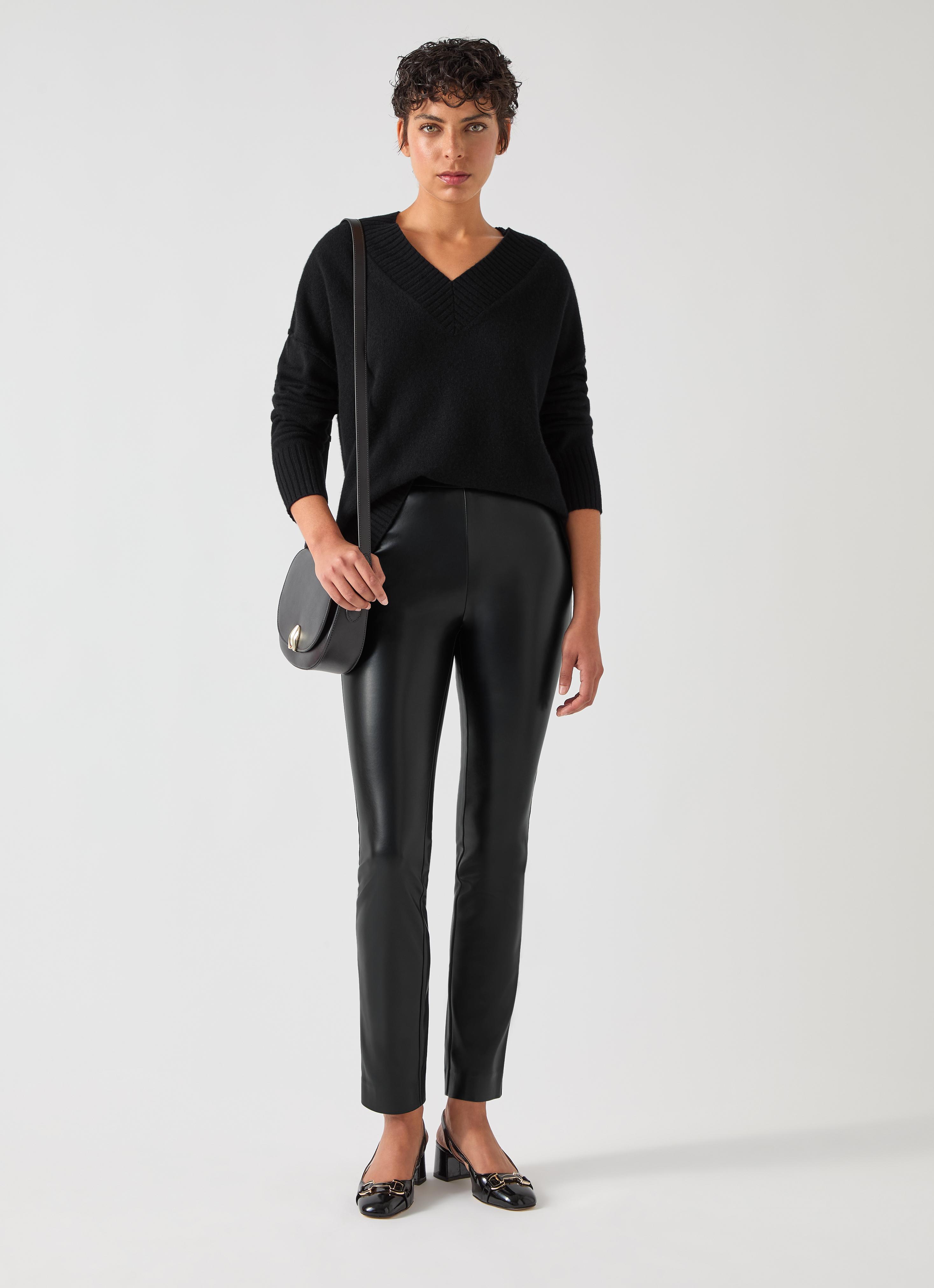 Ellen Black Faux Stretch Leather Skinny Trouser Trousers - Main Image