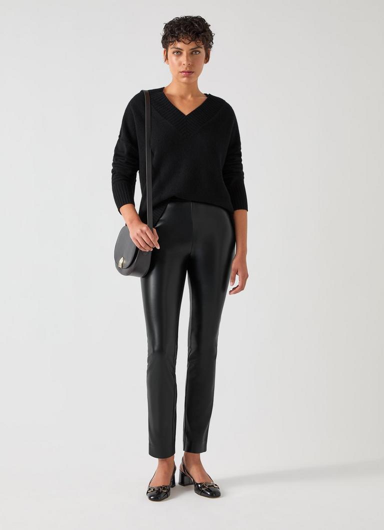 Ellen Black Faux Stretch Leather Skinny Trouser