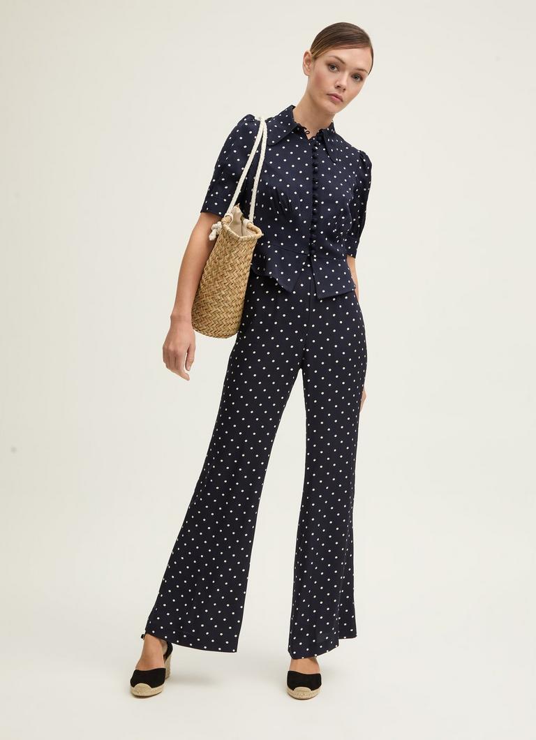 Elsie Spring Navy & Birch 40'S Polka Dot Trouser | Trousers Elsie Spring Navy & Birch 40'S Polka Dot Trouser | Trousers