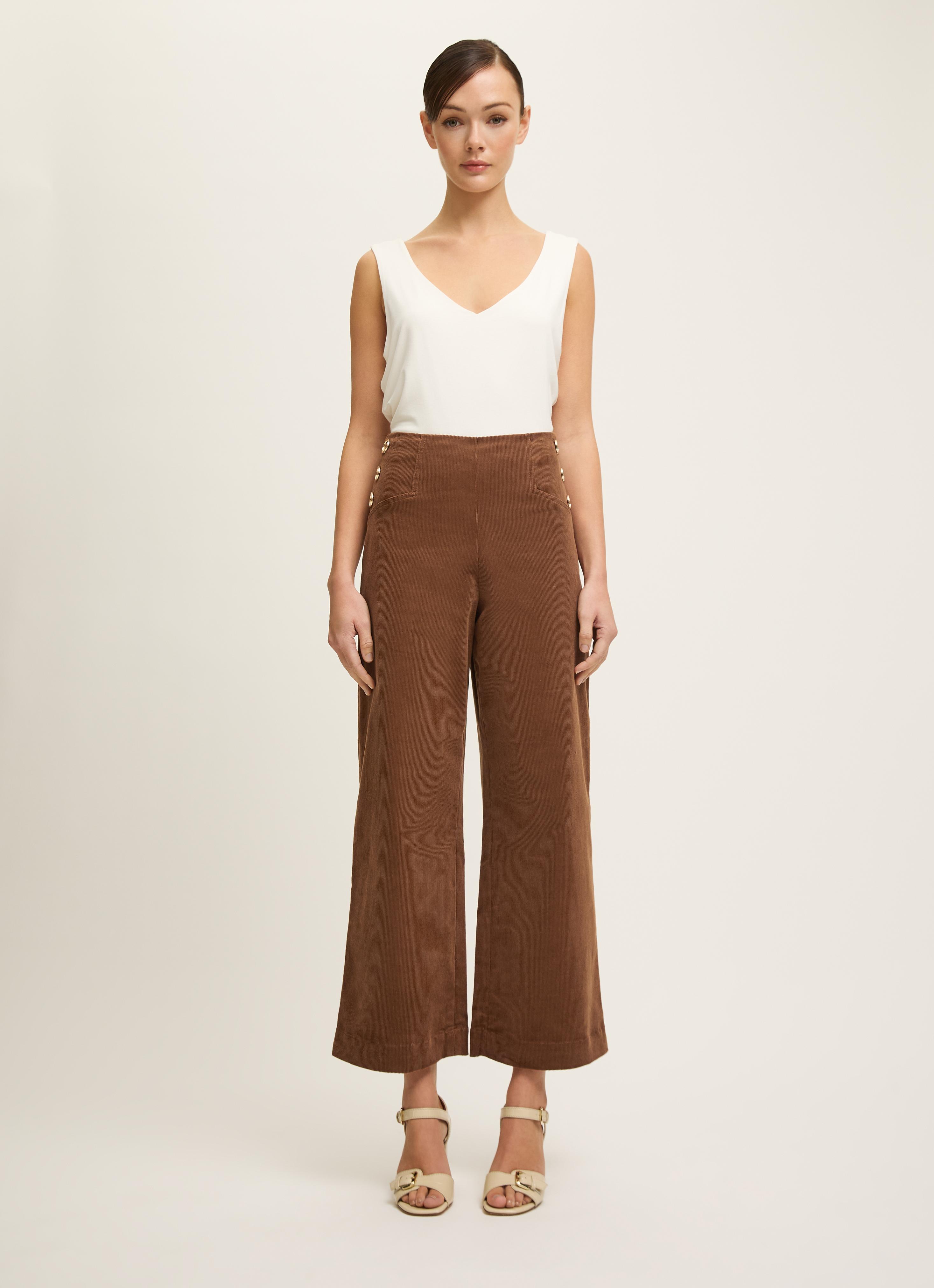 Hans Brown Wide Leg Crop Sailor Cord Trouser