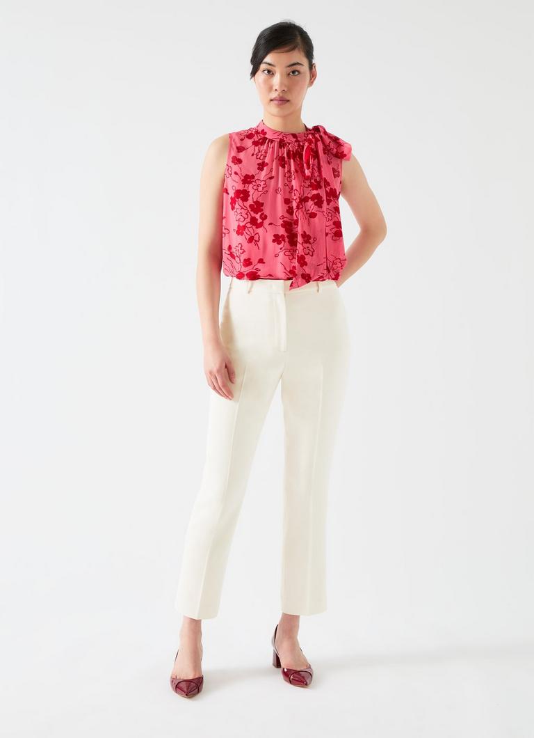 Lily Ivory Flat Front Trouser