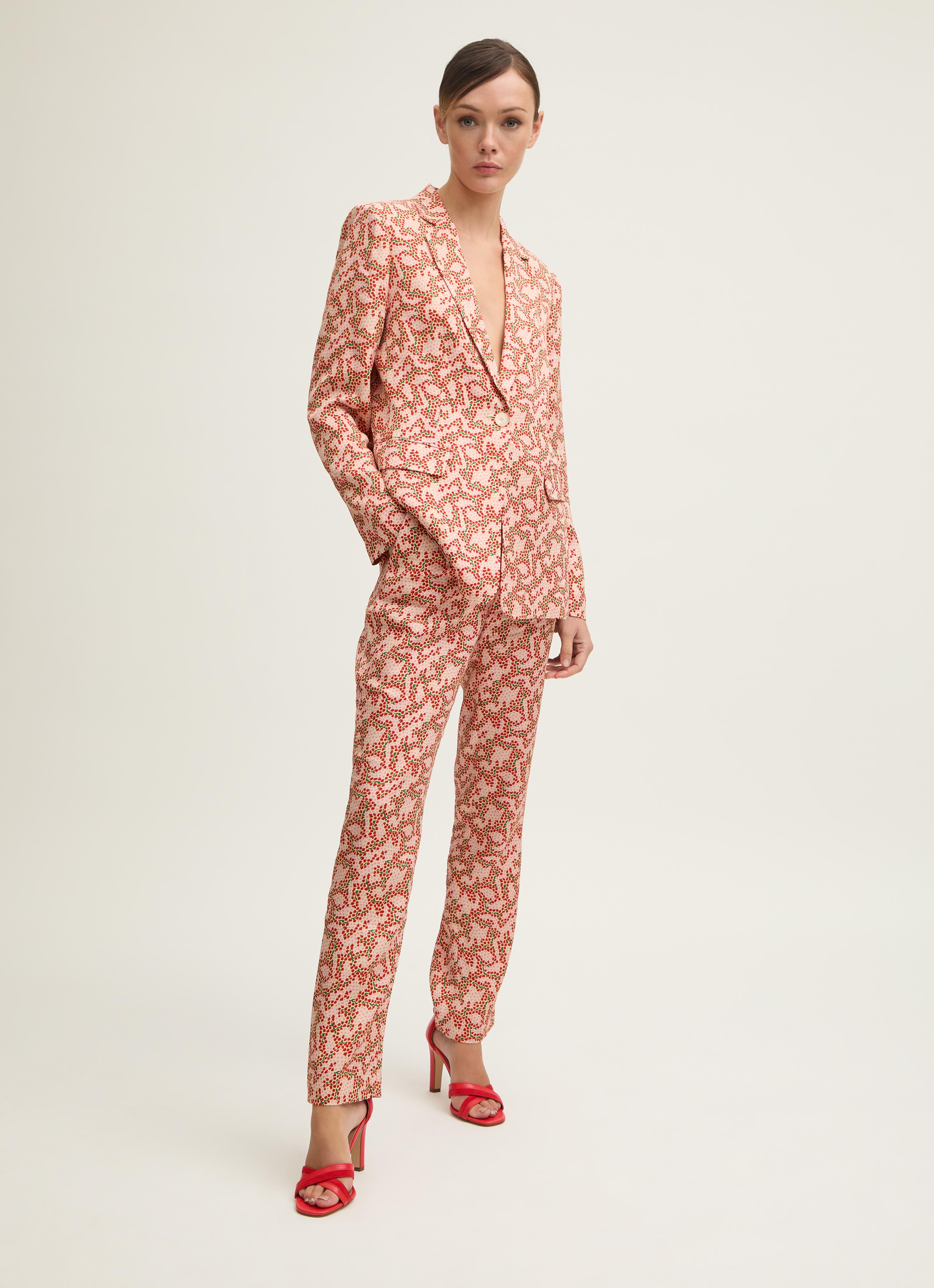 Rebecca Italian Straw Multi Viscose Blossom Print Soft Tailored Trouser