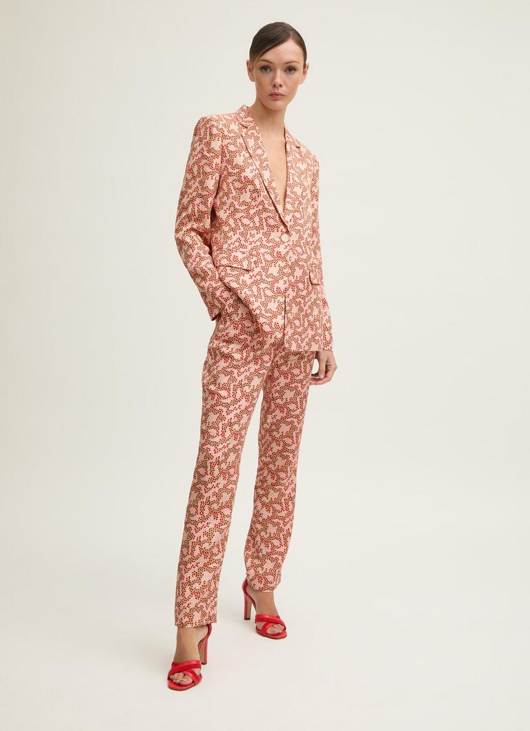 Rebecca Italian Straw Multi Viscose Blossom Print Soft Tailored Trouser