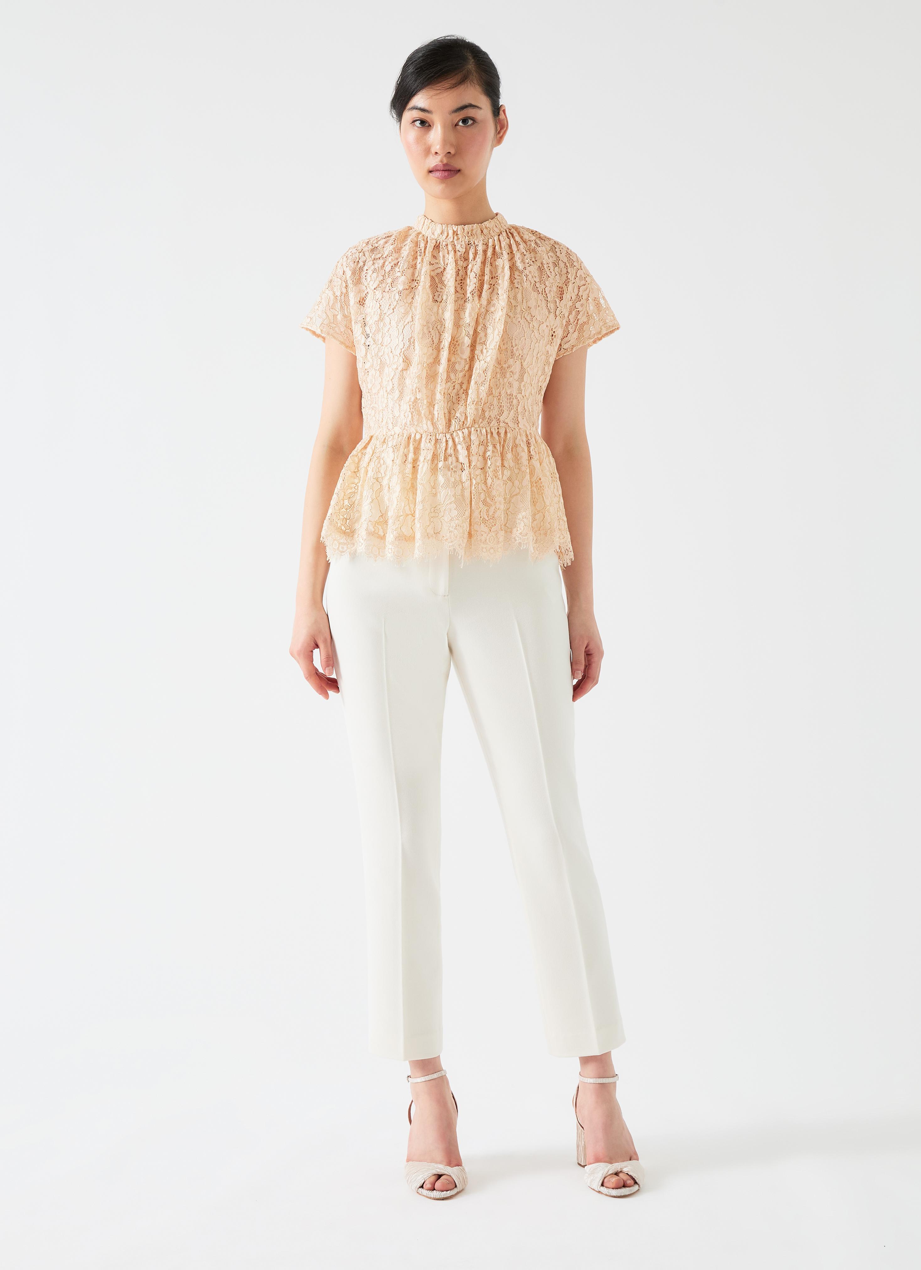 Cecily Champagne & Gold Lace Waisted Top