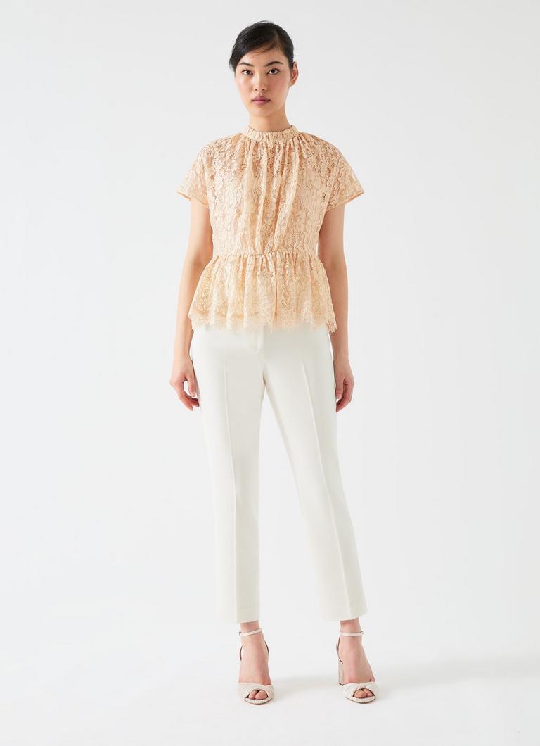 Cecily Champagne & Gold Lace Waisted Top