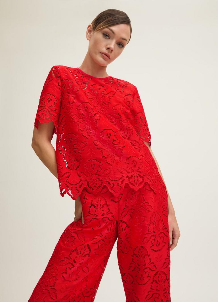 Grace Aurora Red Lace Blouse