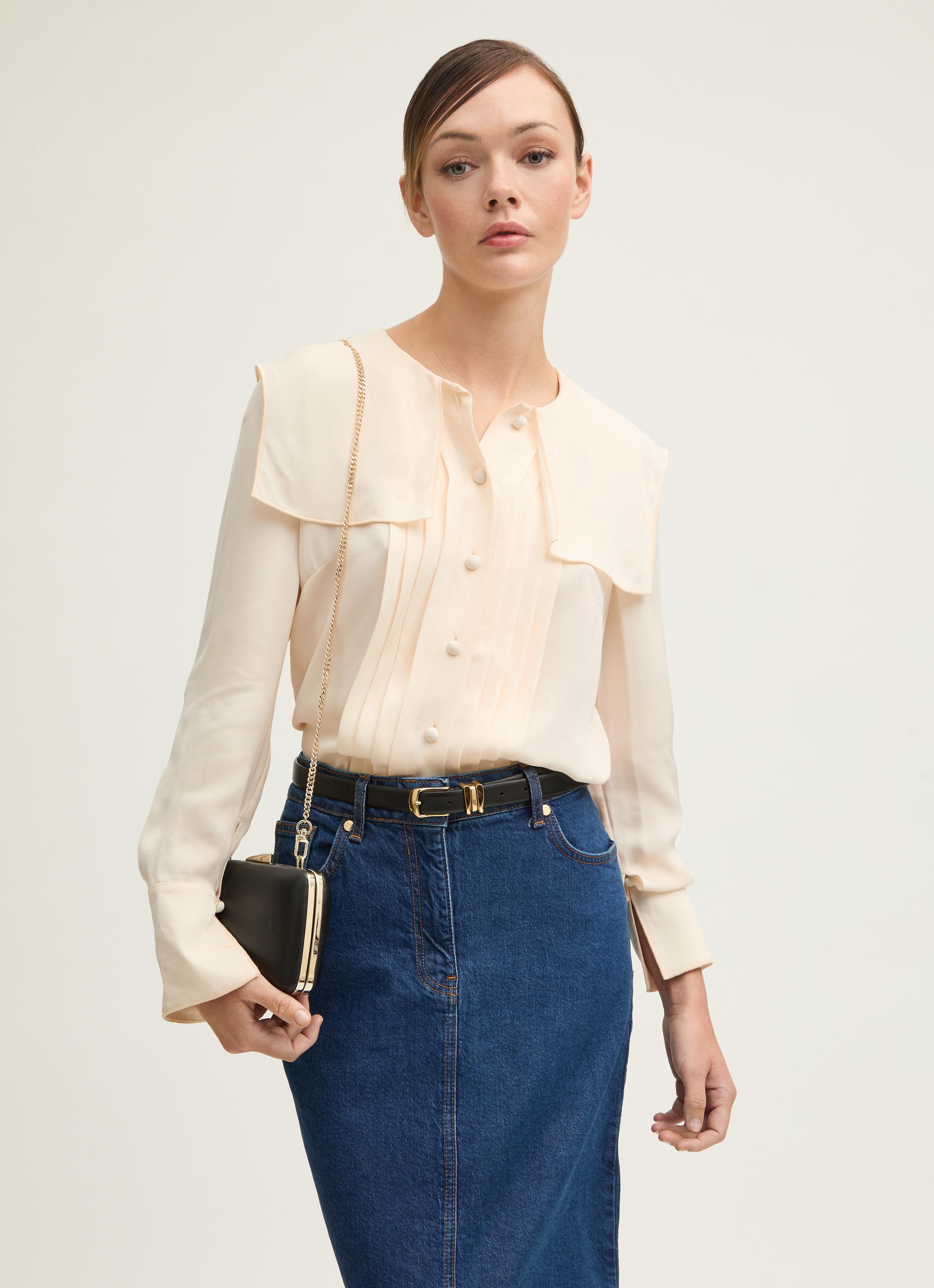 韓国 Viaplain Via Sailor collar blouse Via Plain-Via Sailor Collar Blouse - Black│삼성물산 온라인몰 SSF Shop