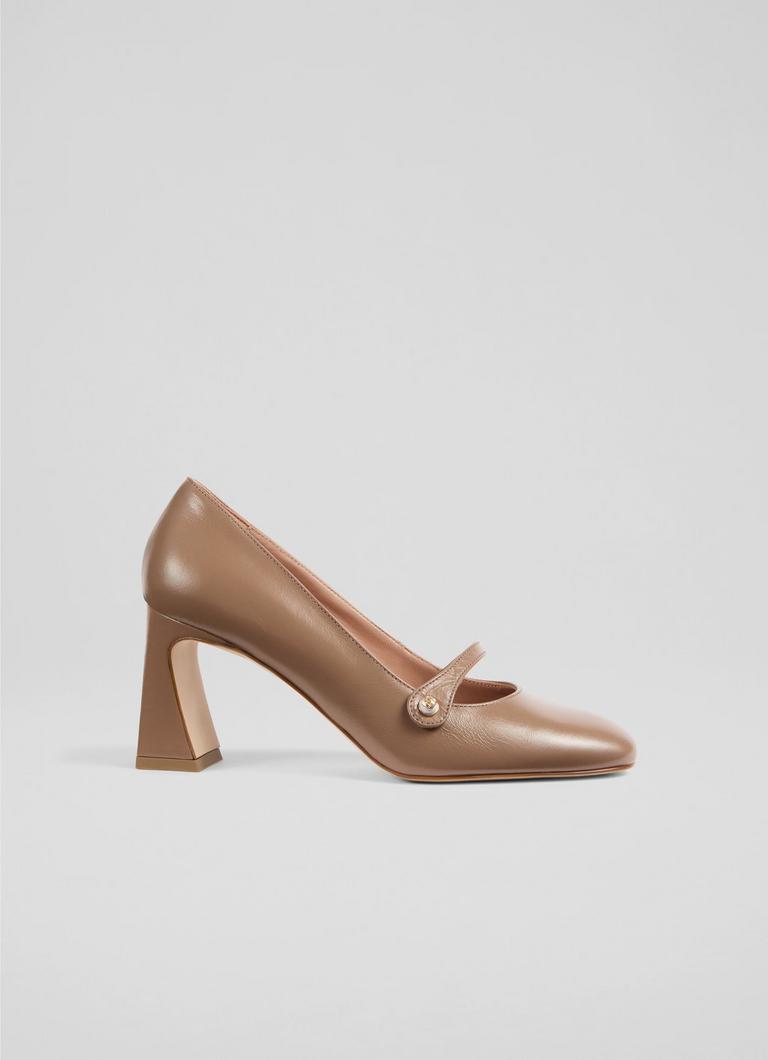 Cissy Mary Jane Brown Mocha Leather Motif Courts