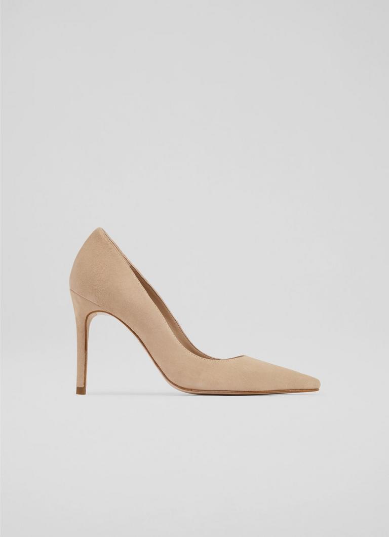 New Fern Beige Suede Pointed Toe Courts