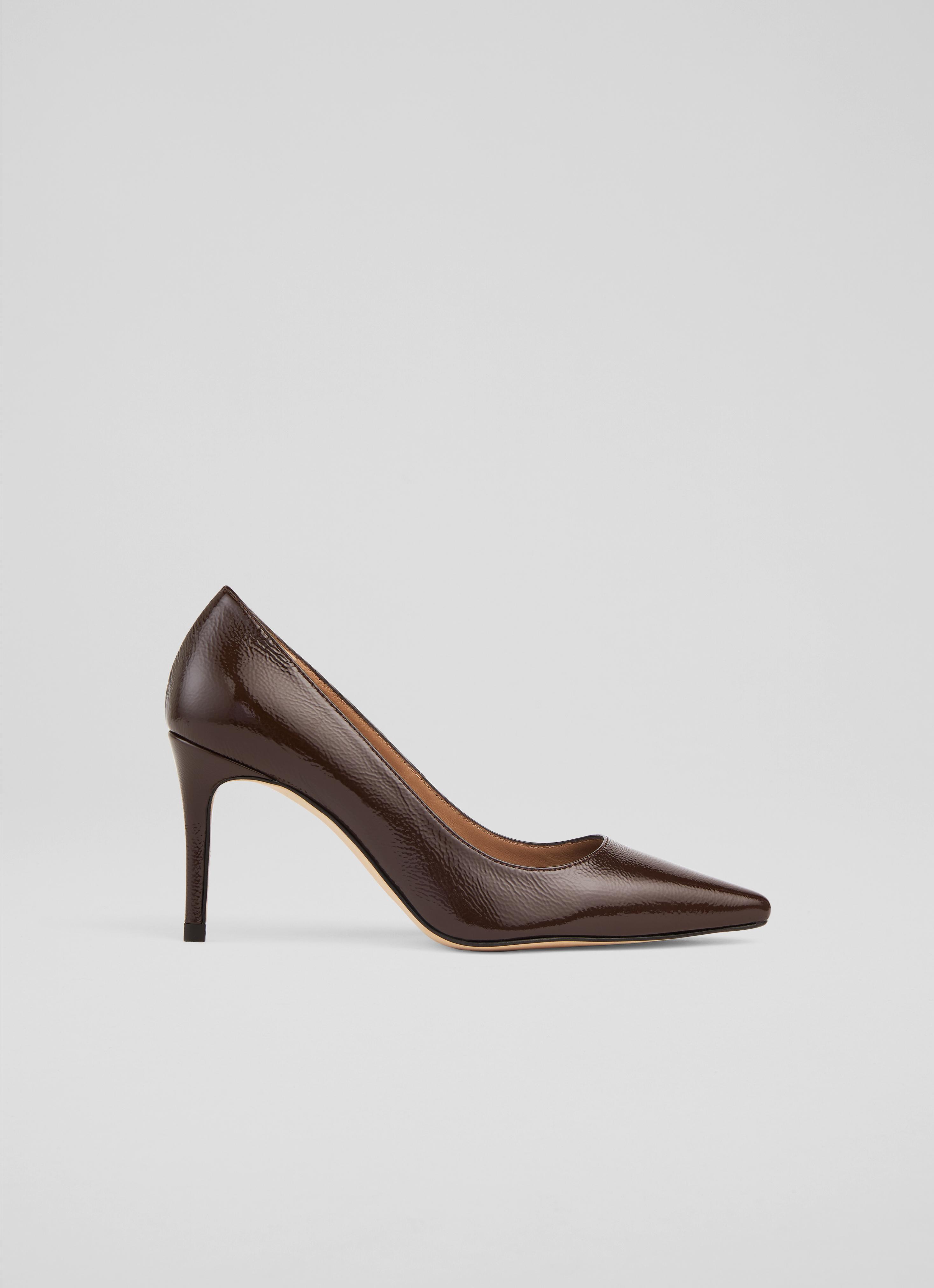 New Floret Chocolate Patent Pointed Toe Courts