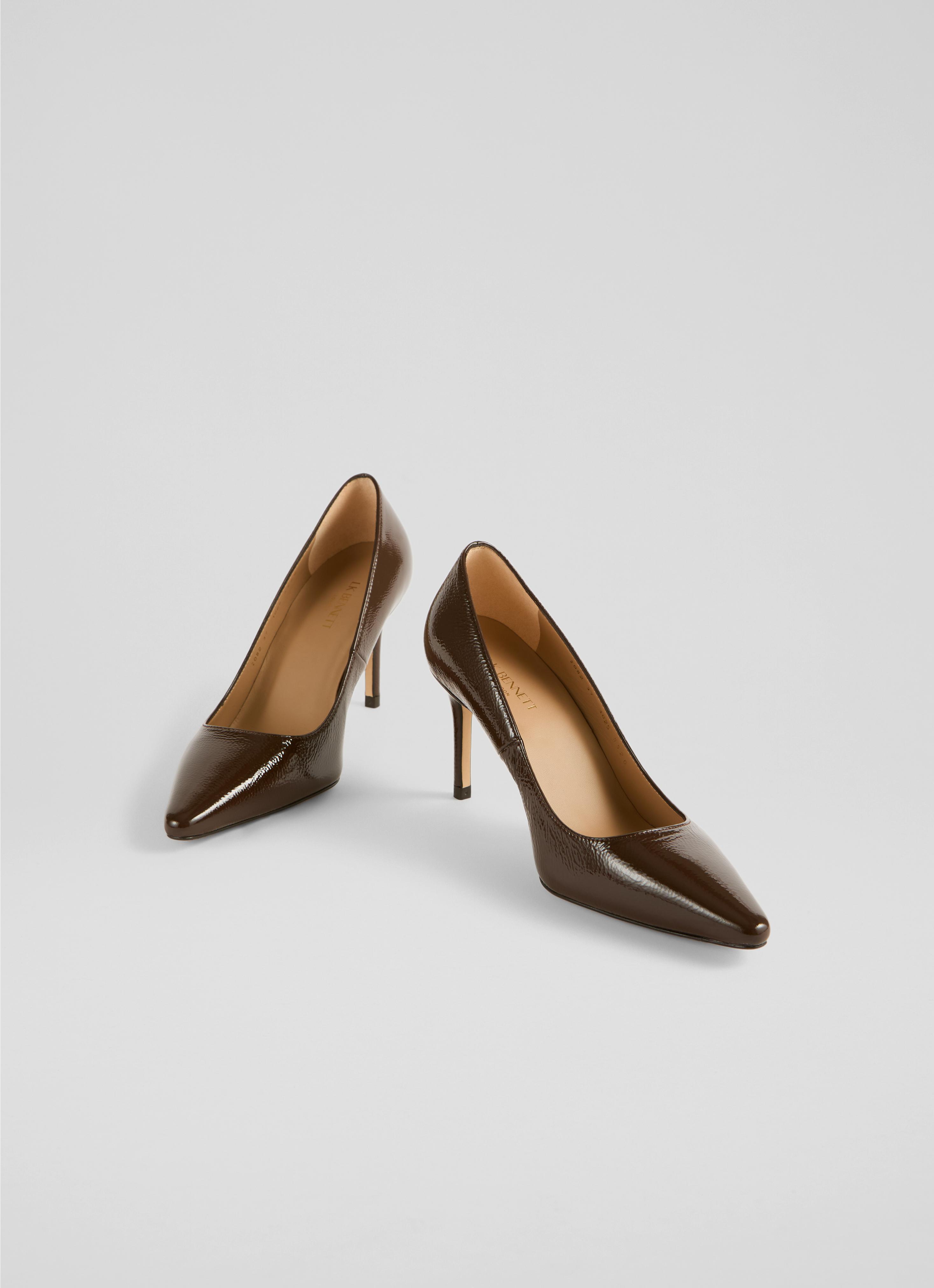 New Floret Chocolate Patent Pointed Toe Courts