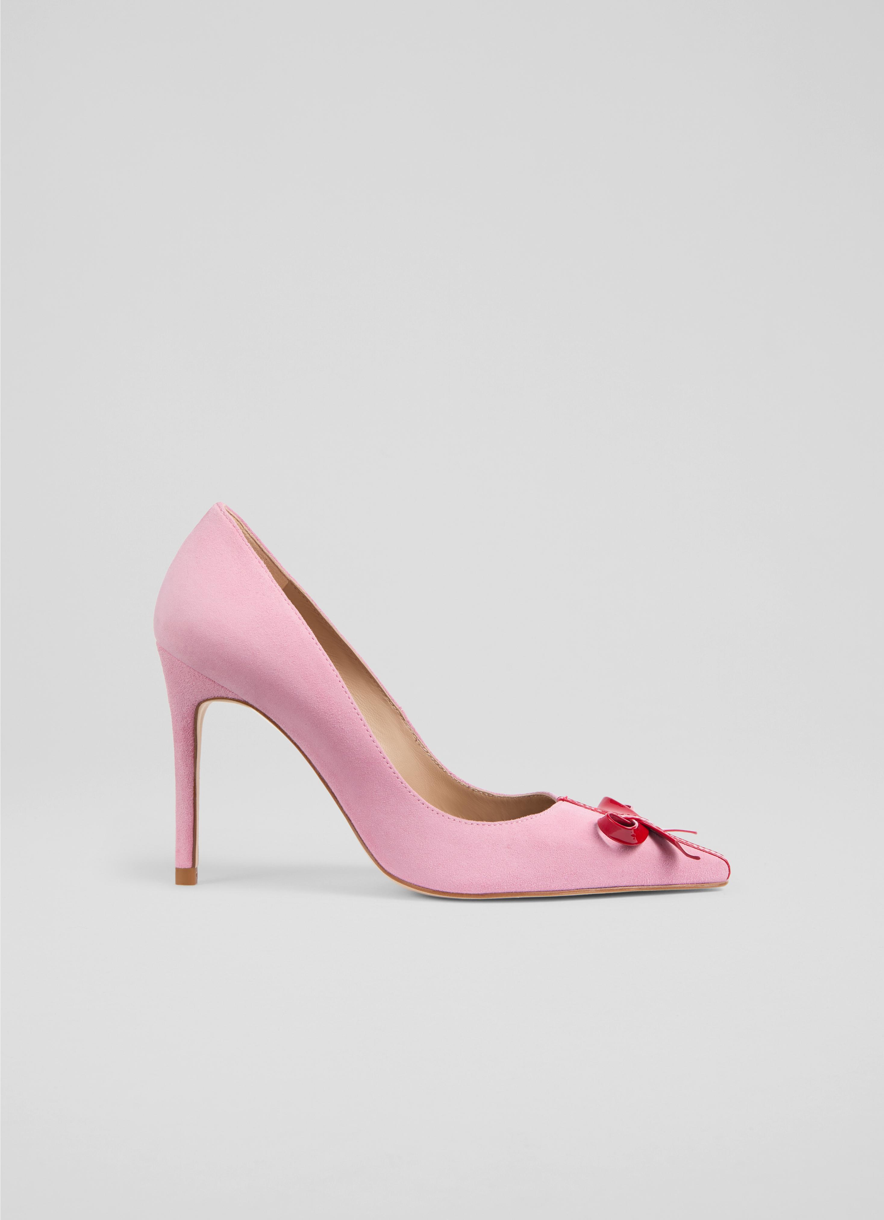 Kittie Pink Bow Detail Suede Courts