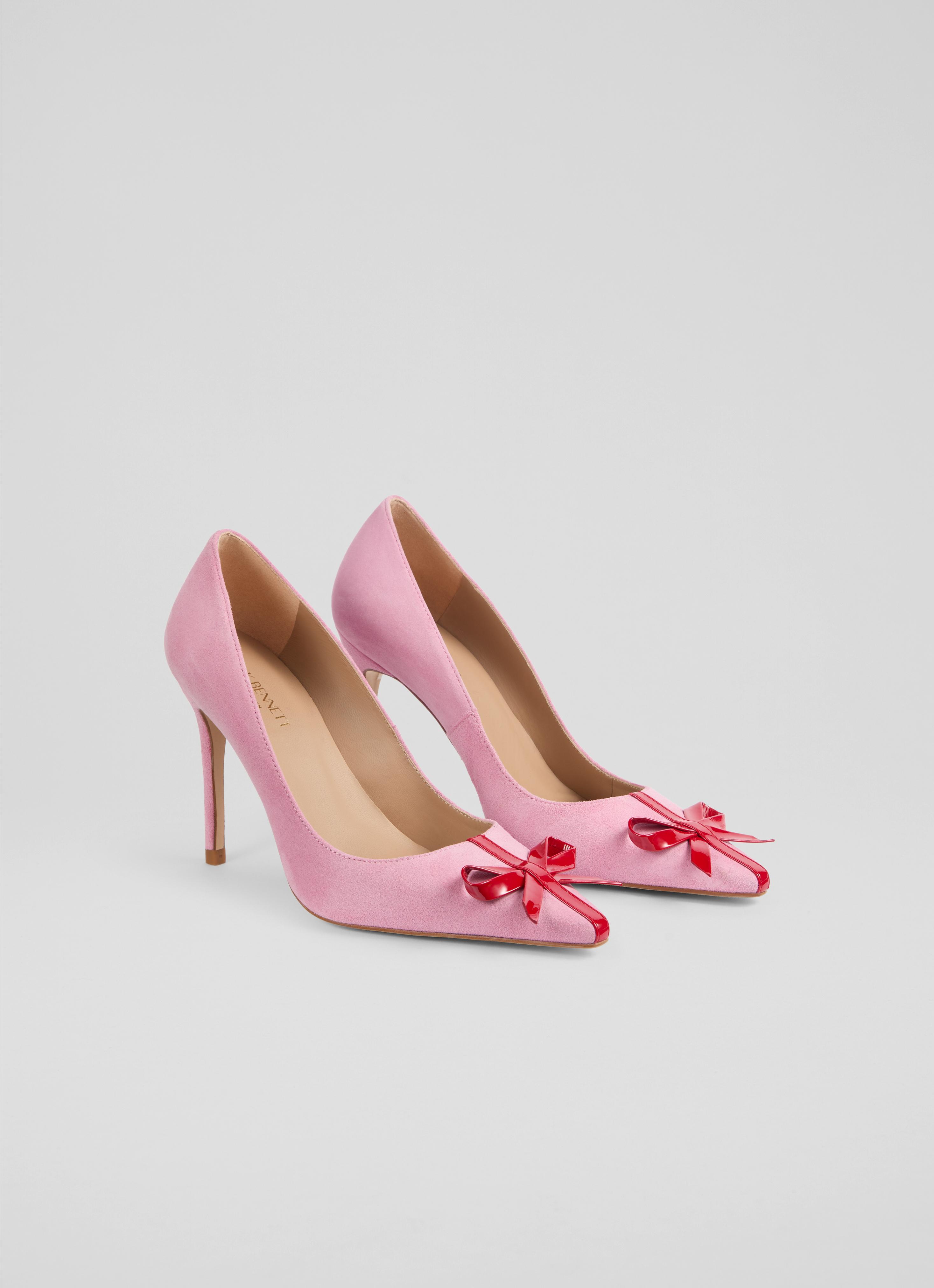 Kittie Pink Bow Detail Suede Courts