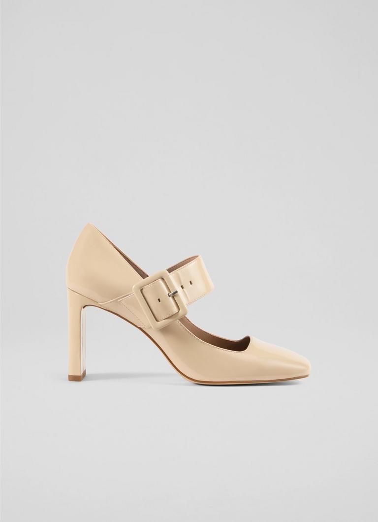 Phoebe Cream Patent Mary Jane Courts
