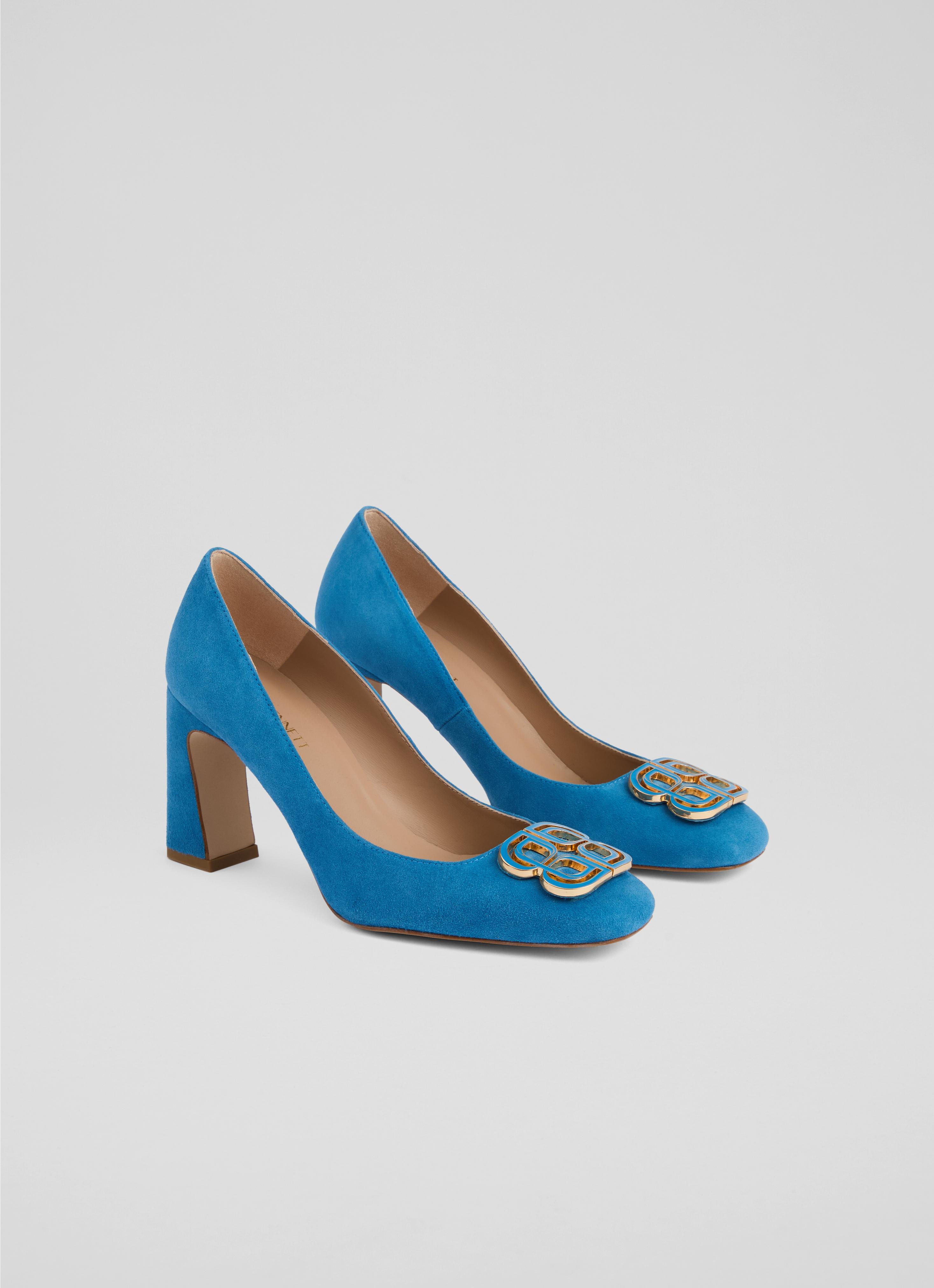 Truly French Blue Suede  Motif Courts
