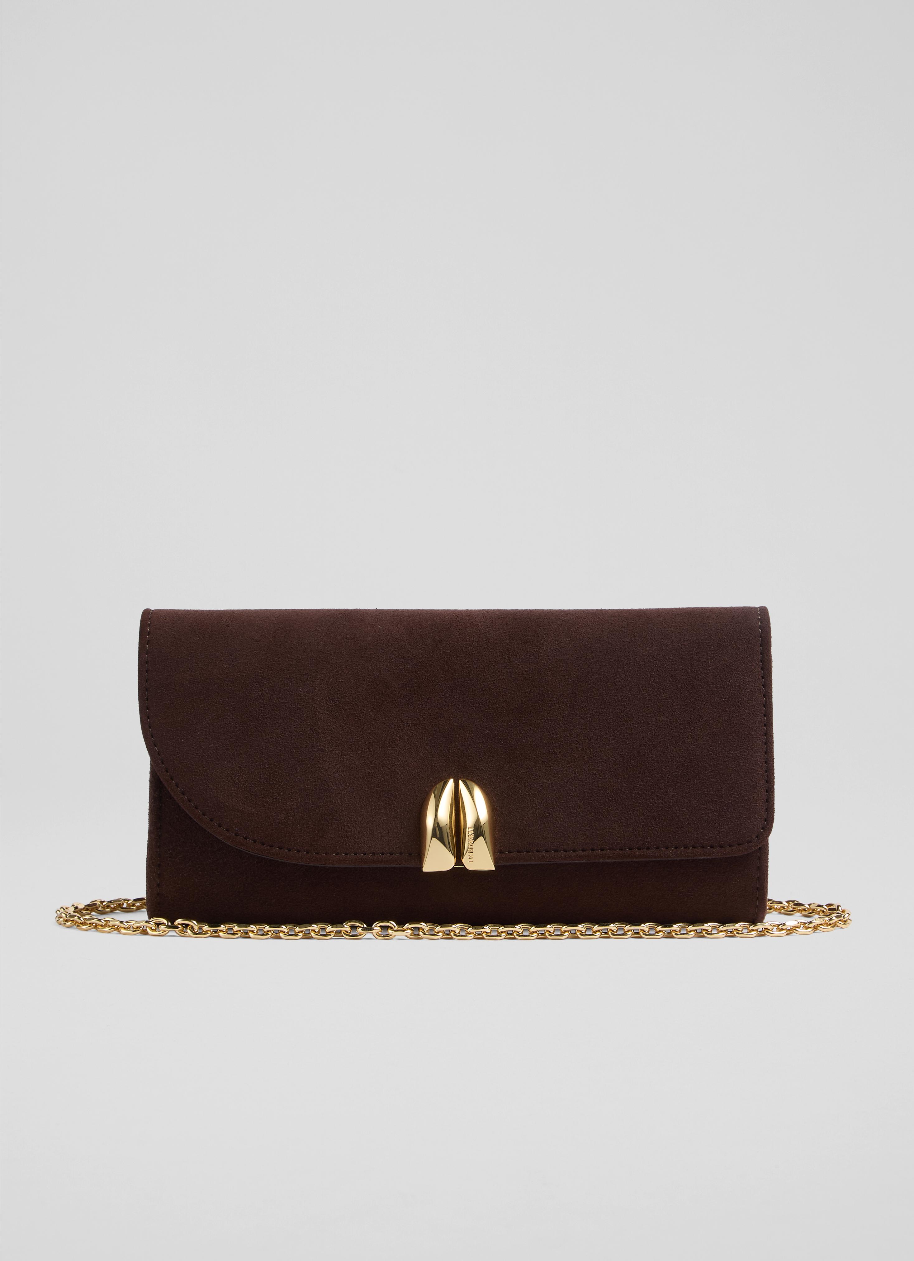 Florence Chocolate Suede Clutch Bag