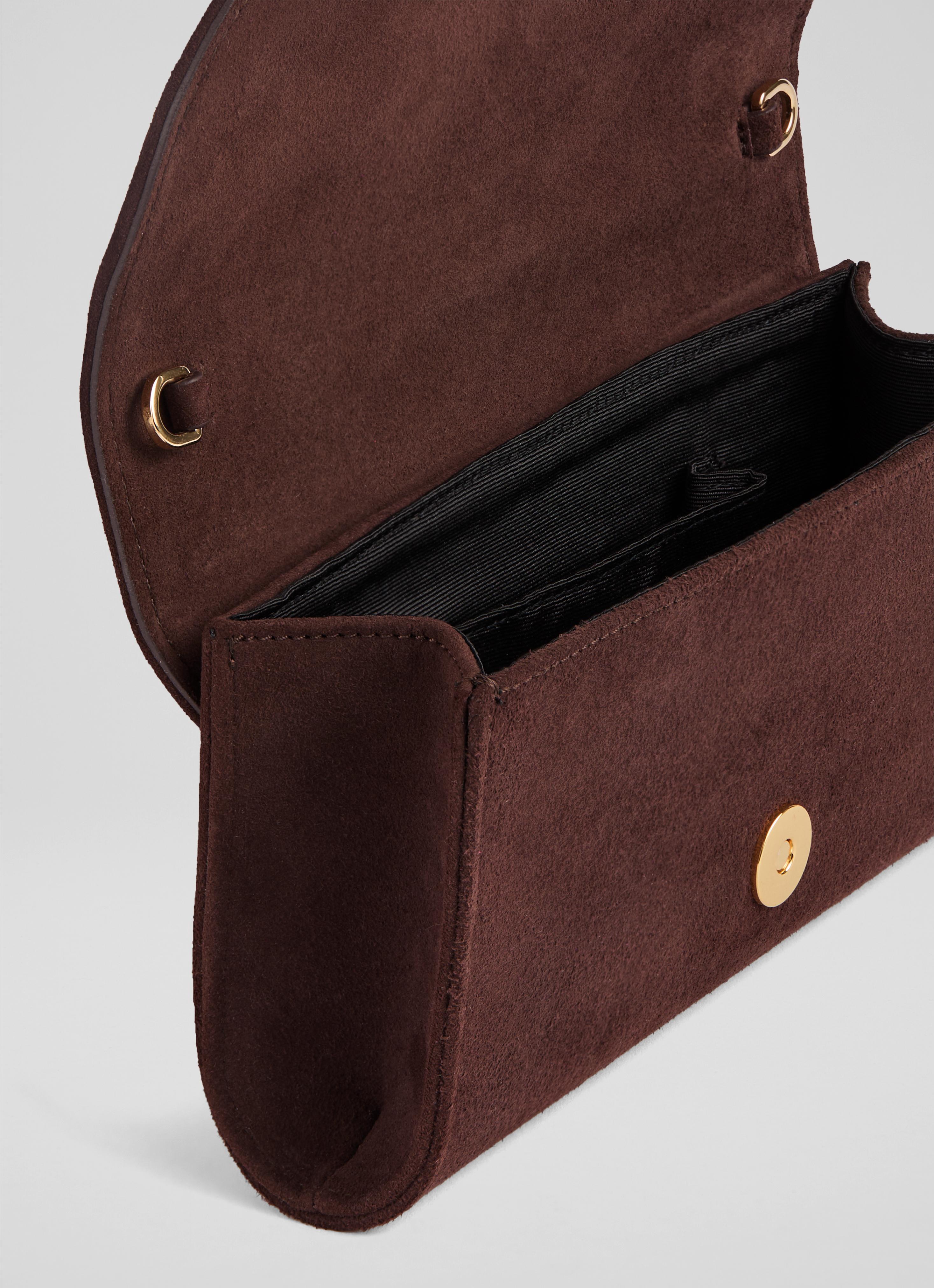 Florence Chocolate Suede Clutch Bag