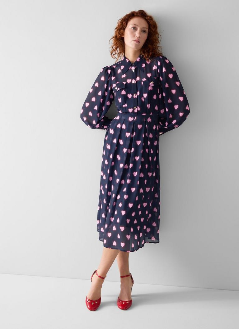 Cody Navy-Multi Heart Print Shrit Dress