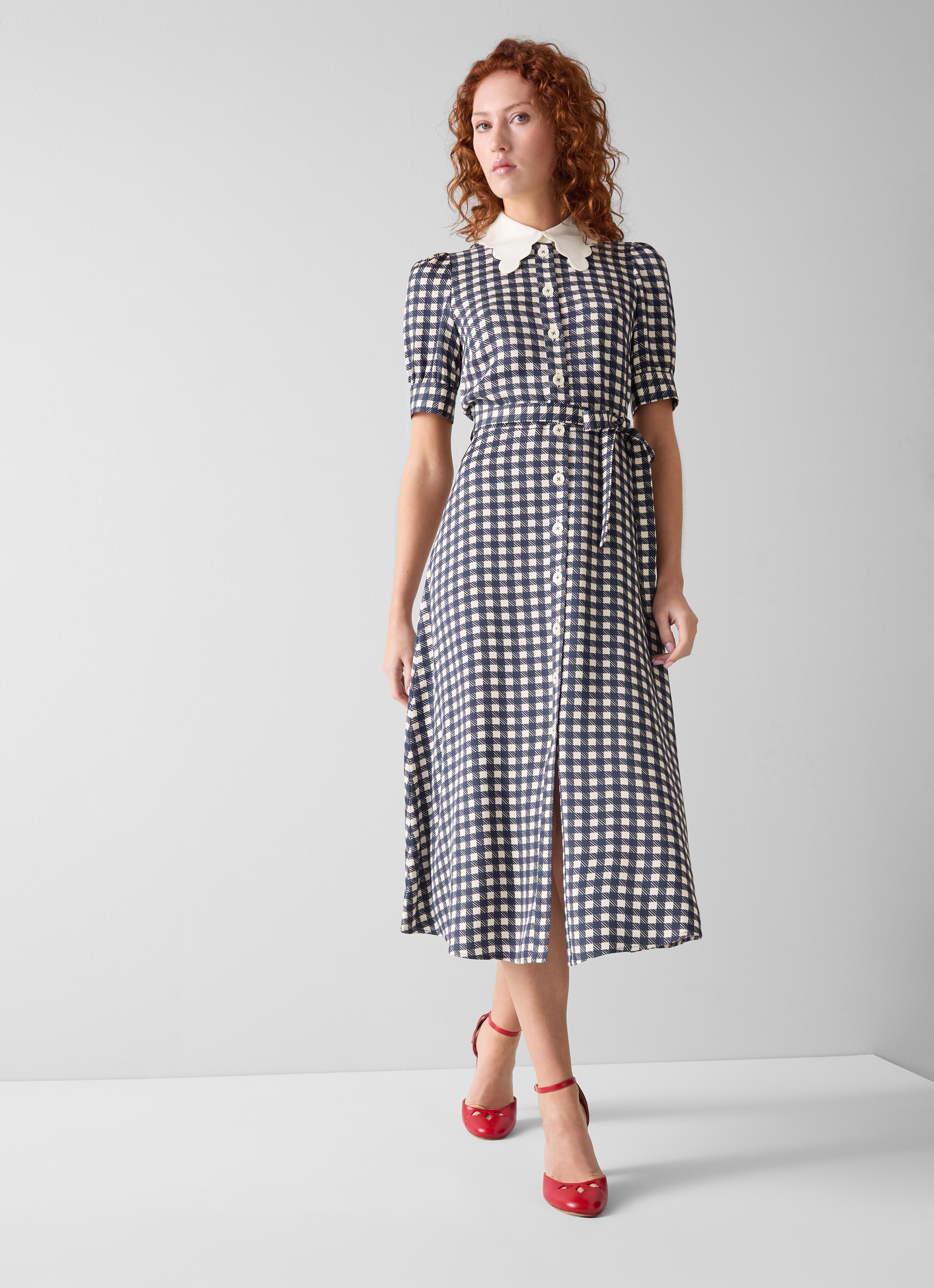 Monica Cream Ivory Gingham Shirtdress