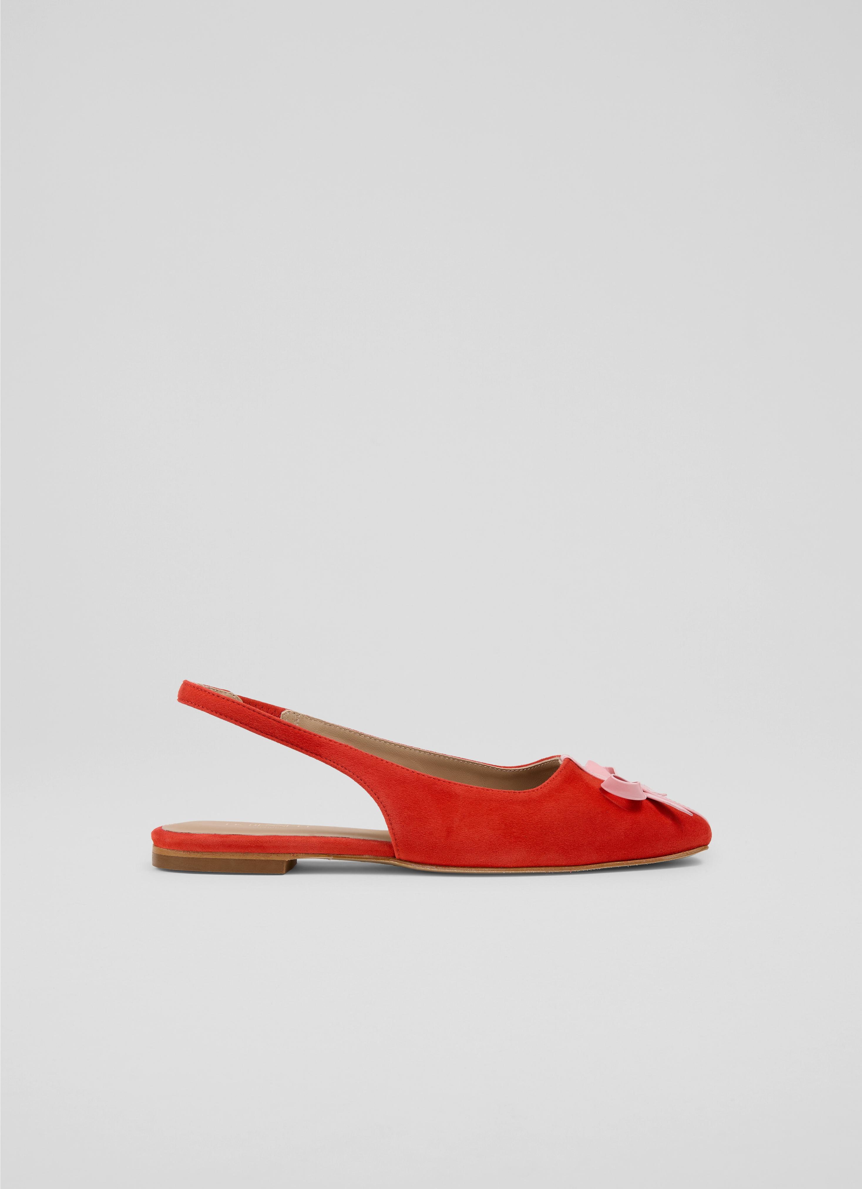 Frieda Red Suede Slingback Flats