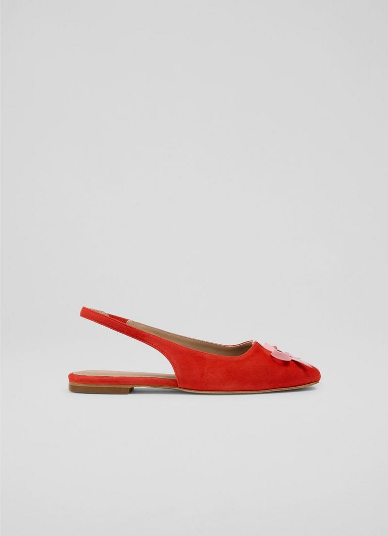 Frieda Red Suede Slingback Flats