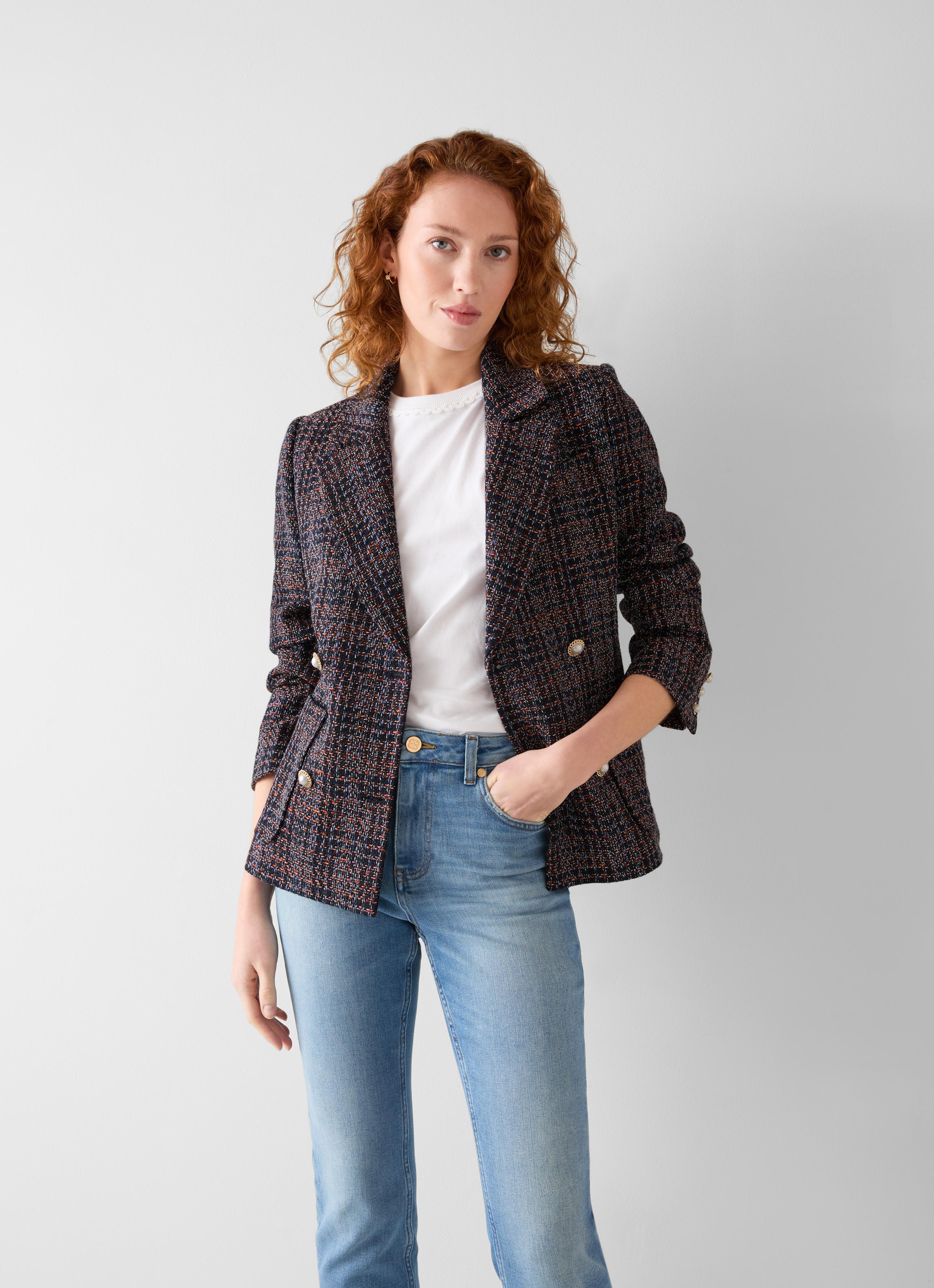 Alba Navy Double Breaasted Tweed Jacket