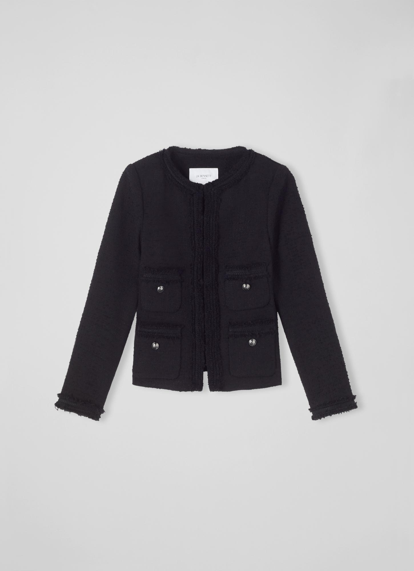 Charlie Petite Black  Tweed And Trim Jacket