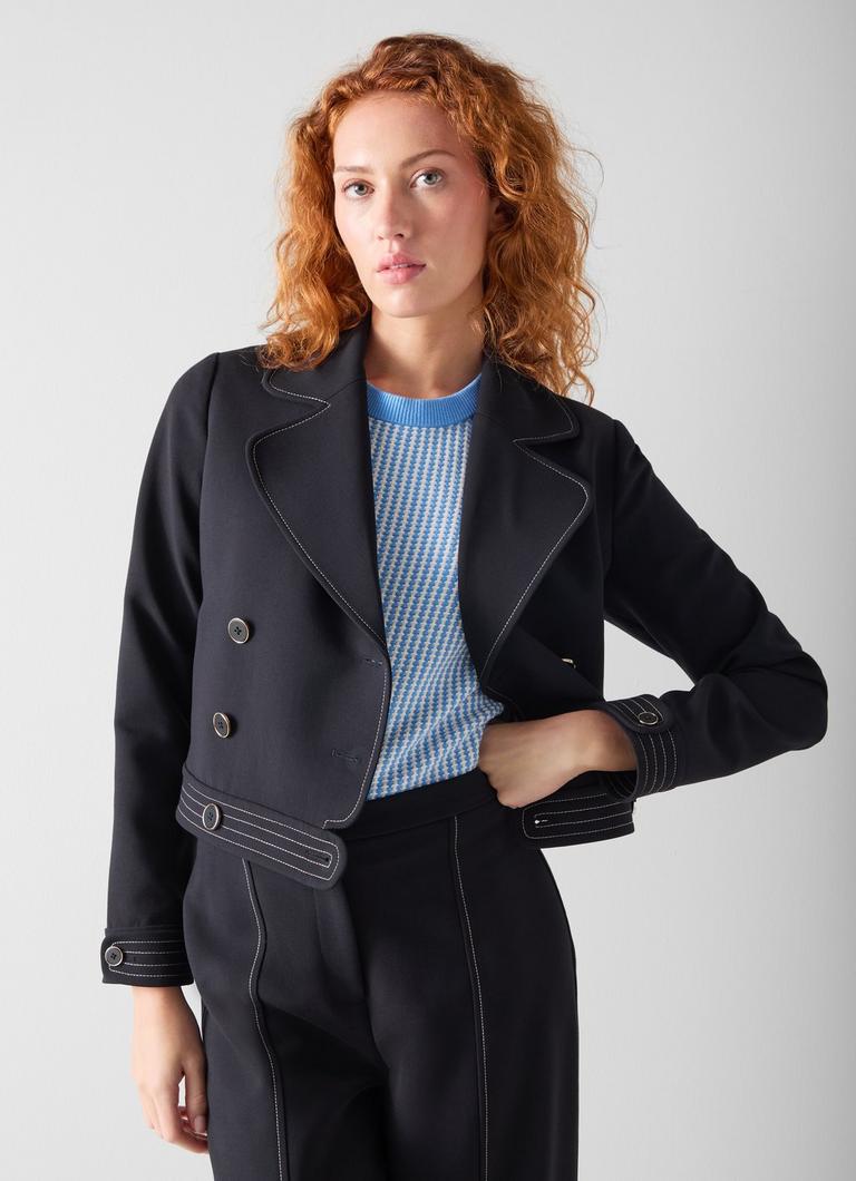 Eugine Navy Cropped Jacket