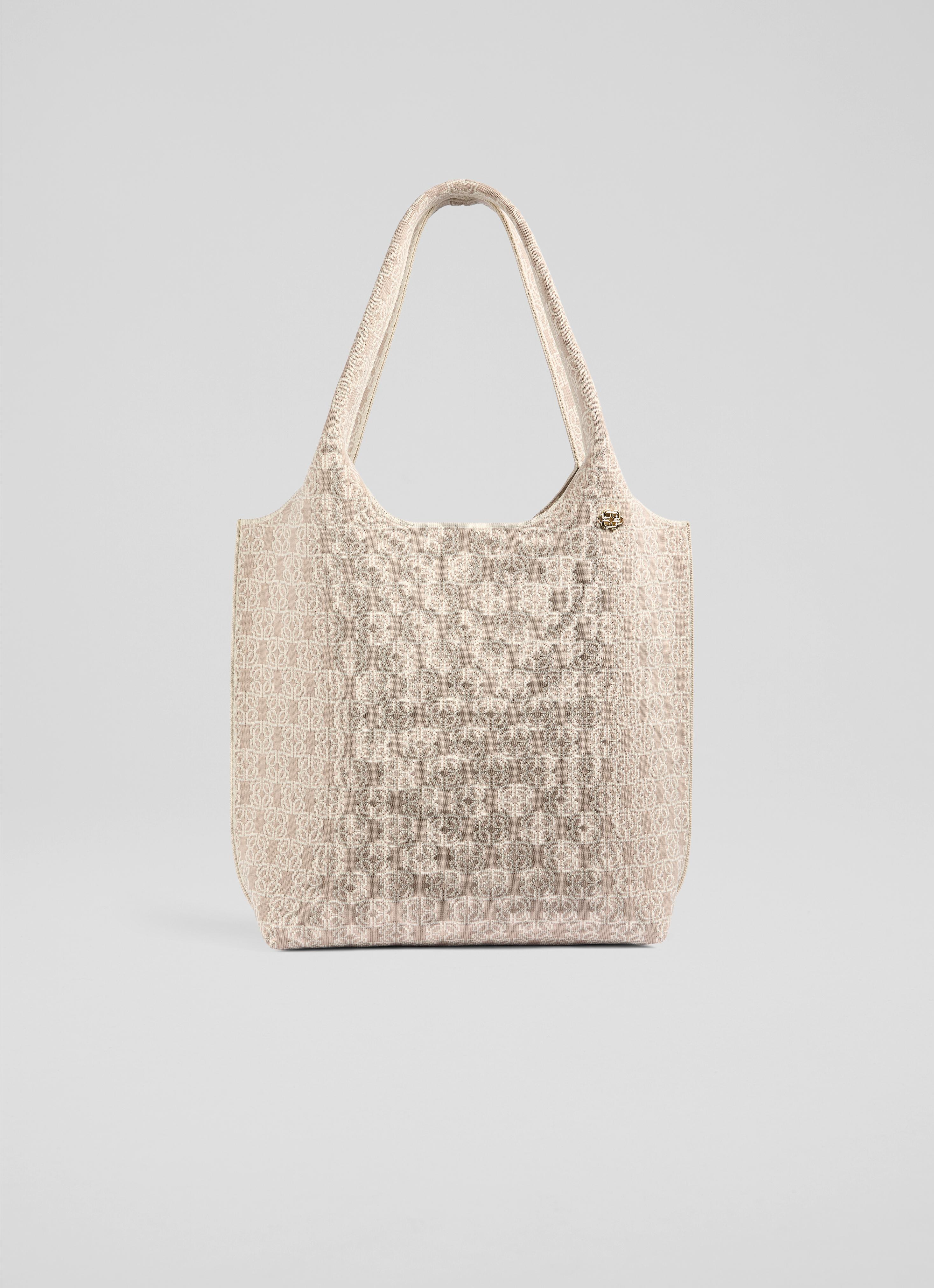 Avaline Taupe Jacquard Knit Tote
