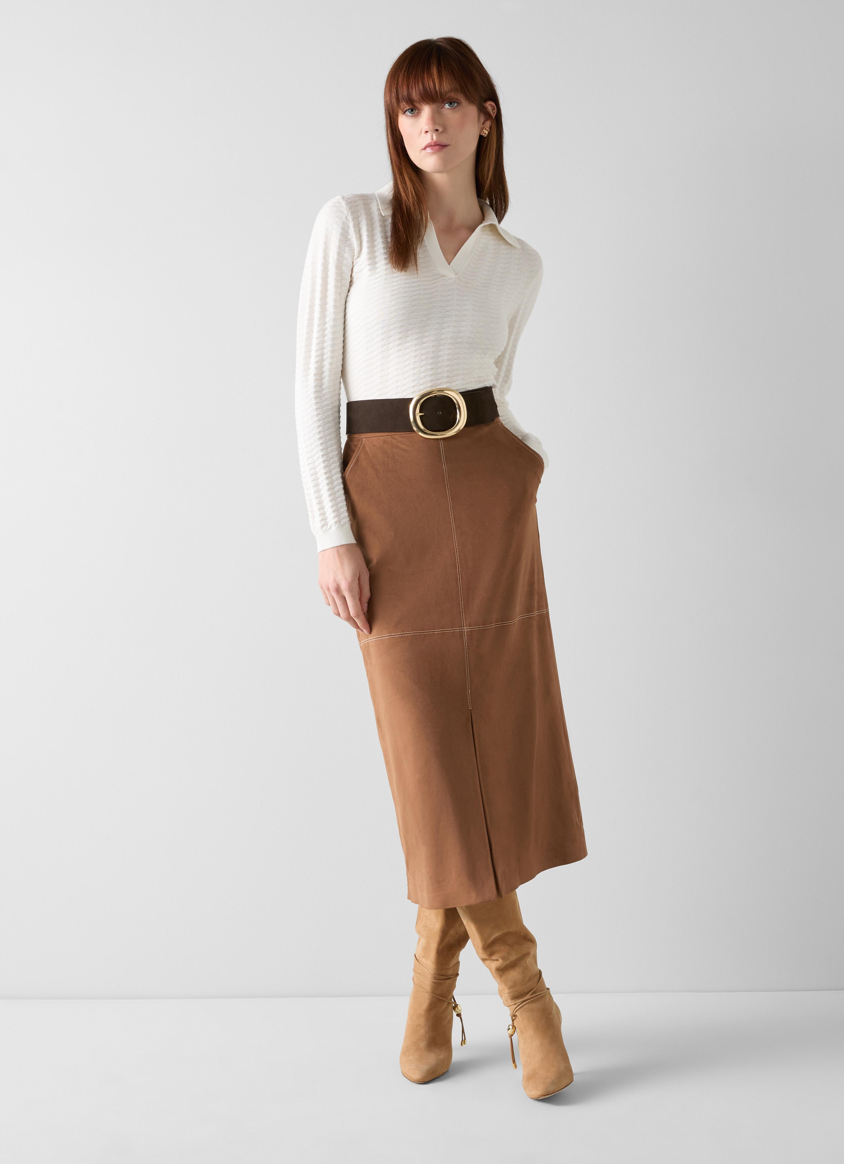 Lancy Brown Faux Suede Skirt