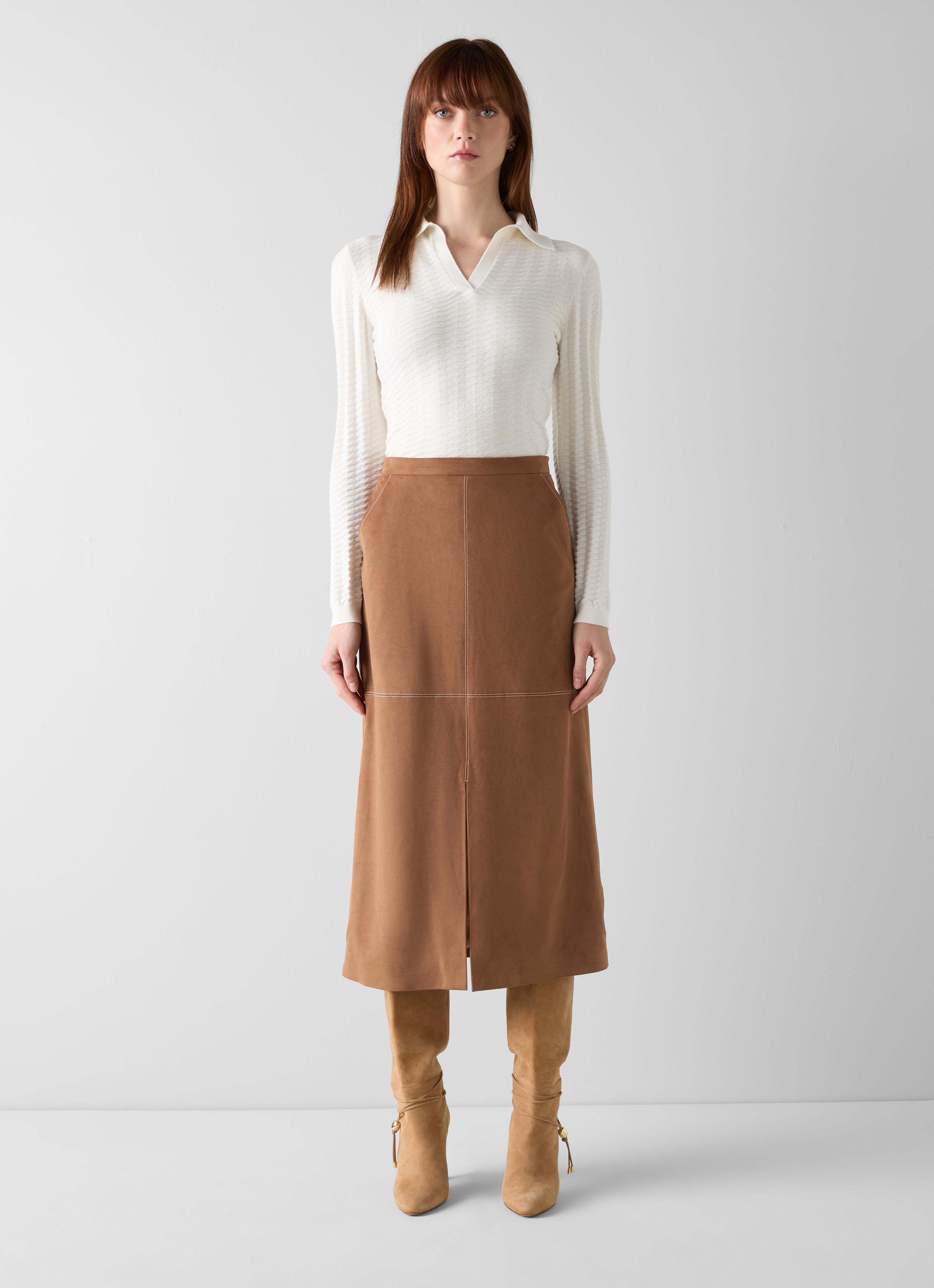 Lancy Brown Faux Suede Skirt