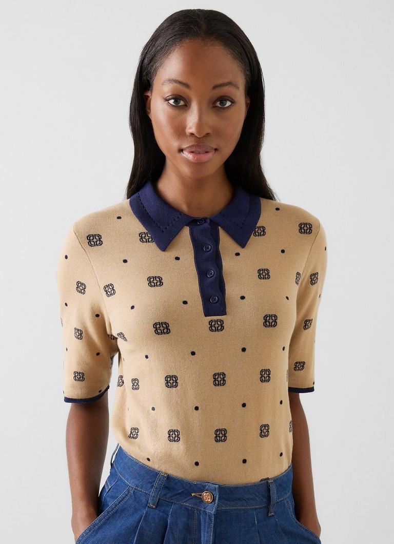 Lkb London Jocelyn Camel Cotton Polo Knit