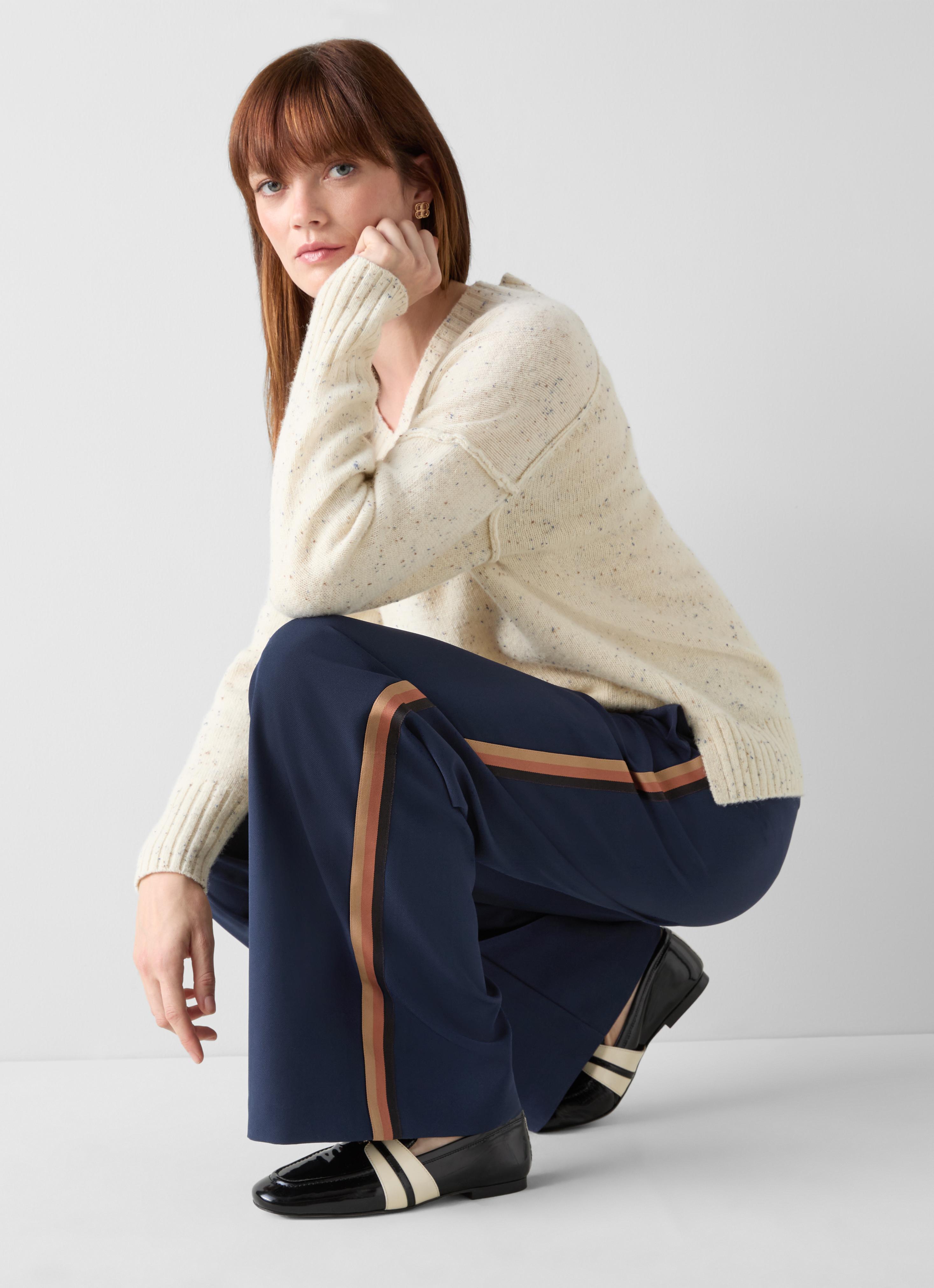 Cecile Stripe Detail Navy Trousers